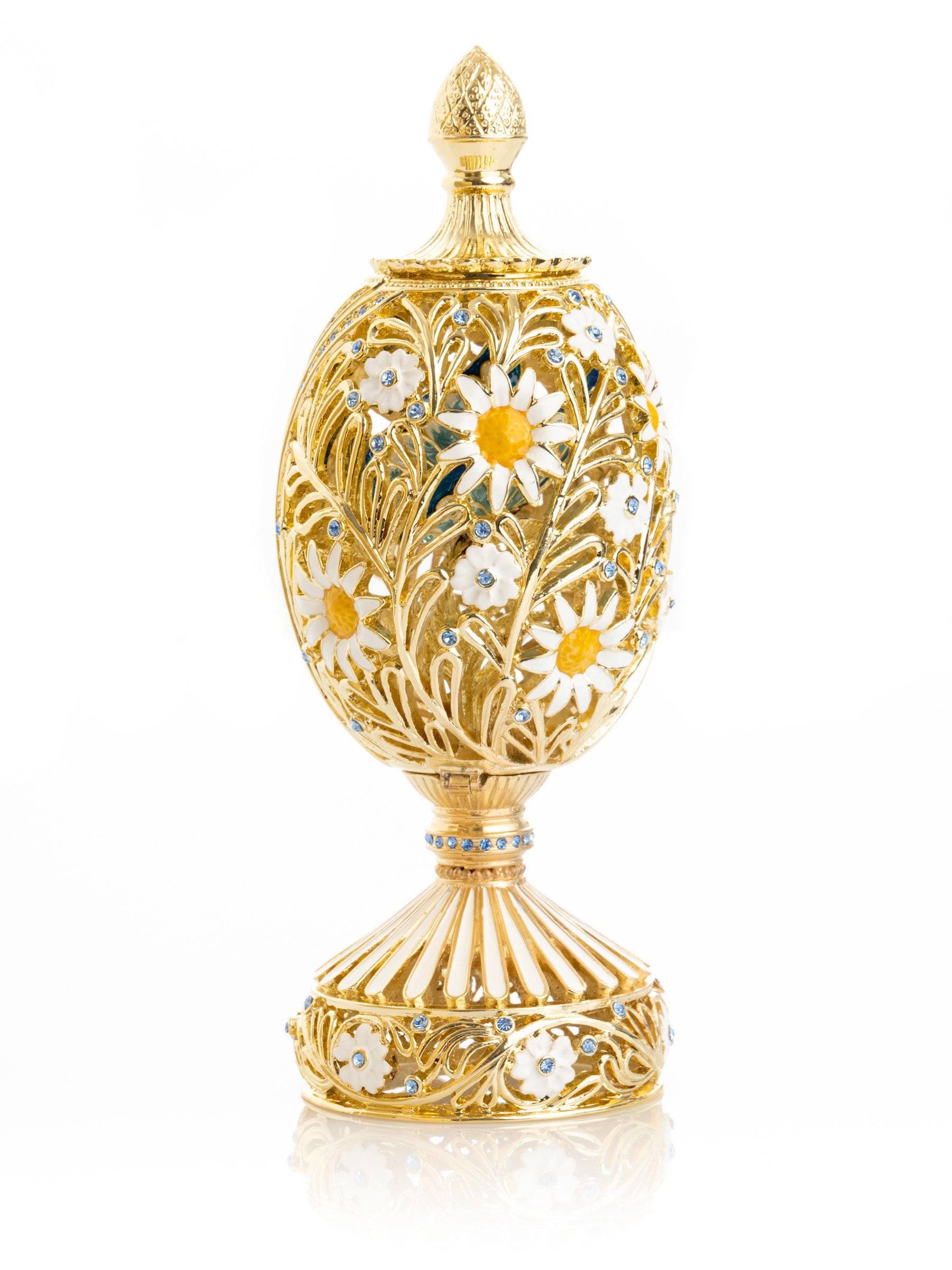Keren Kopal White Faberge Egg with Butterfly Inside