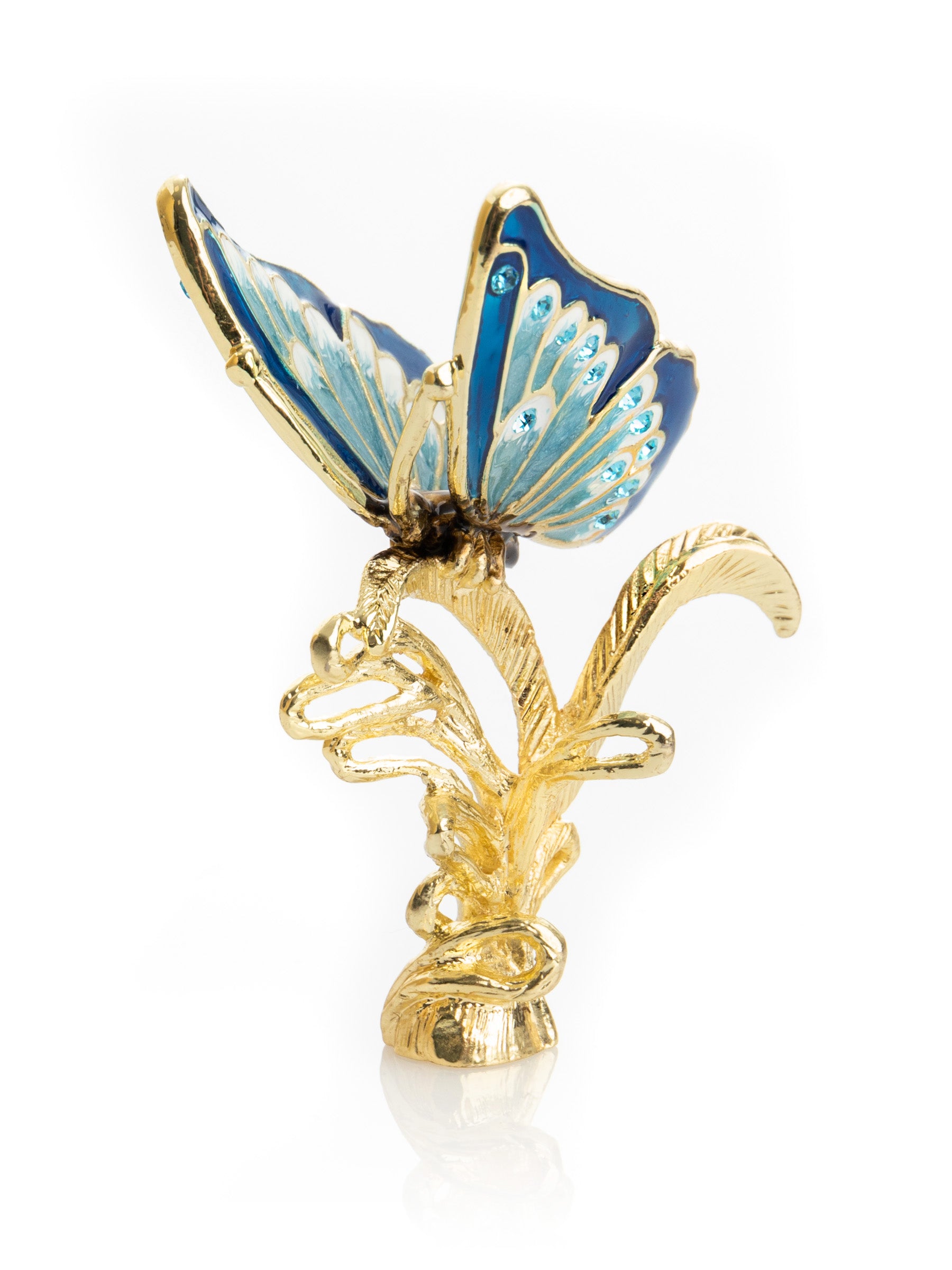Keren Kopal White Faberge Egg with Butterfly Inside