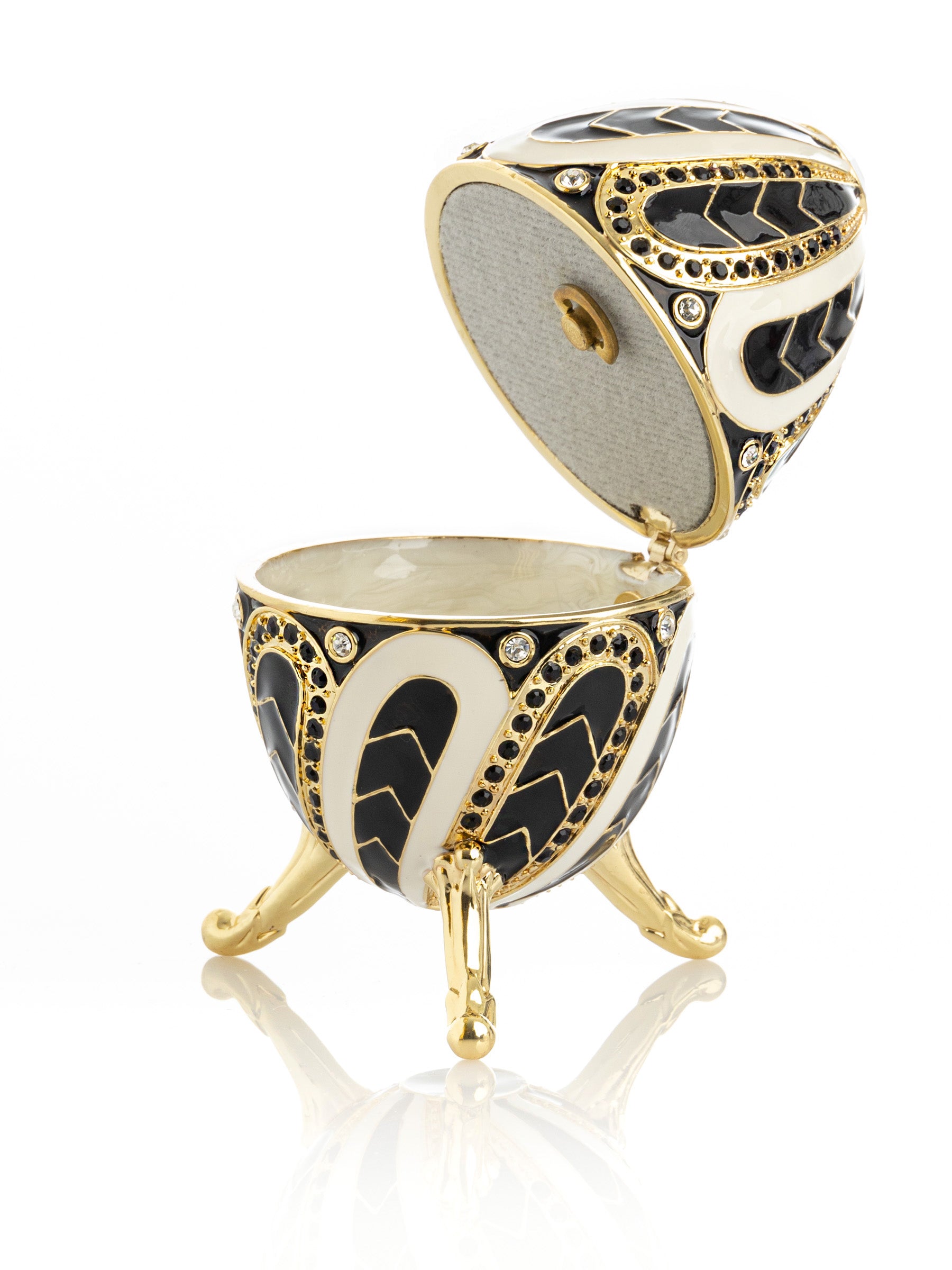 Keren Kopal Black and White Music box Fur Elise by Beethoven Faberge Egg