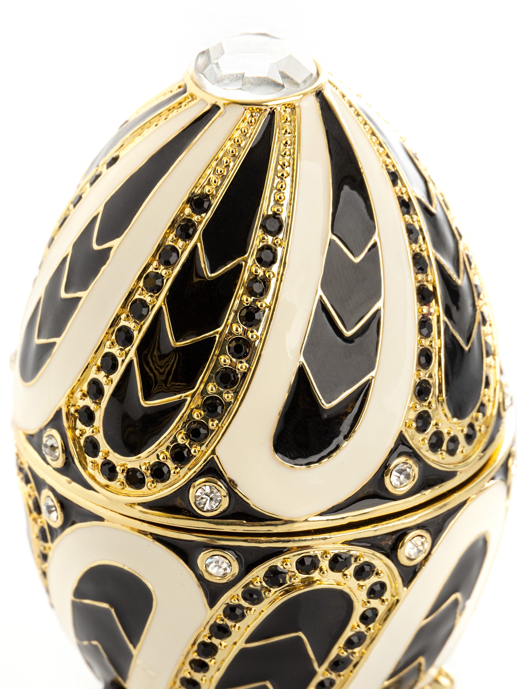 Keren Kopal Black and White Music box Fur Elise by Beethoven Faberge Egg