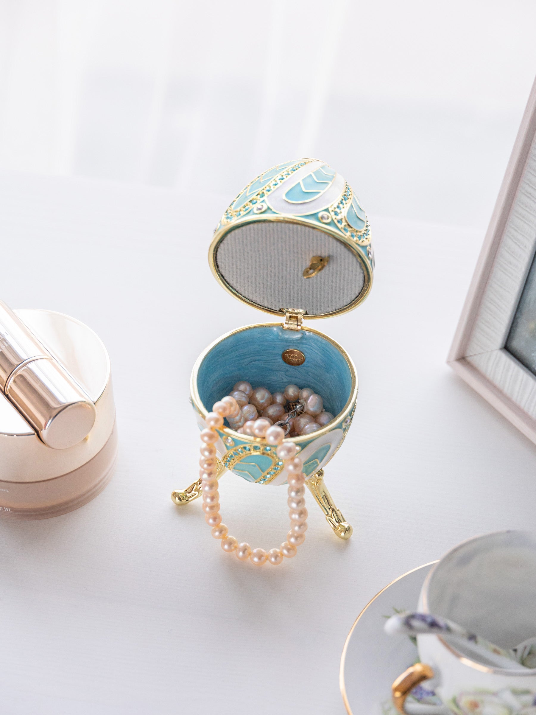 Keren Kopal Turquoise Music box Fur Elise by Beethoven Faberge Egg