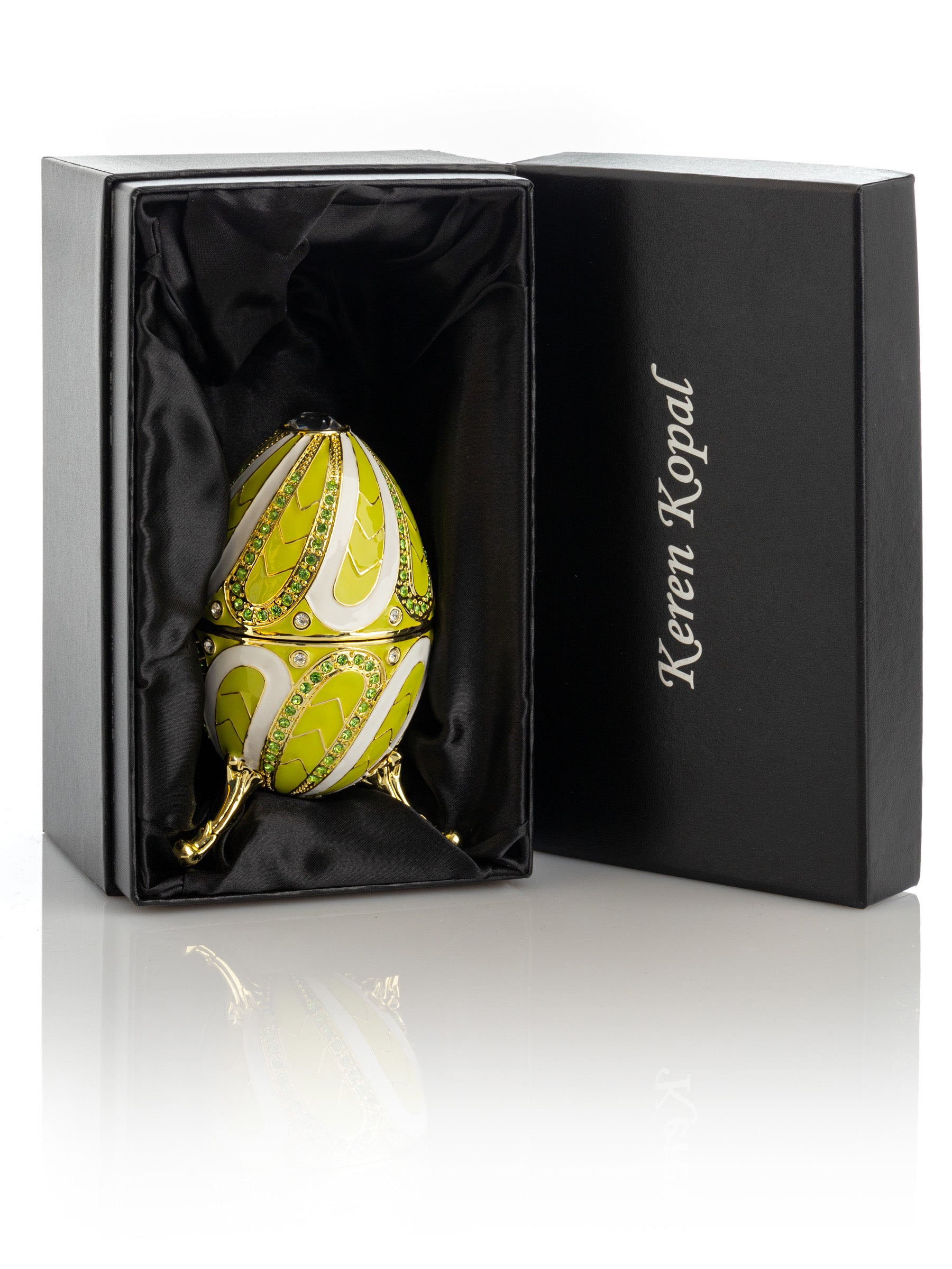 Keren Kopal Green Music box Fur Elise by Beethoven Faberge Egg
