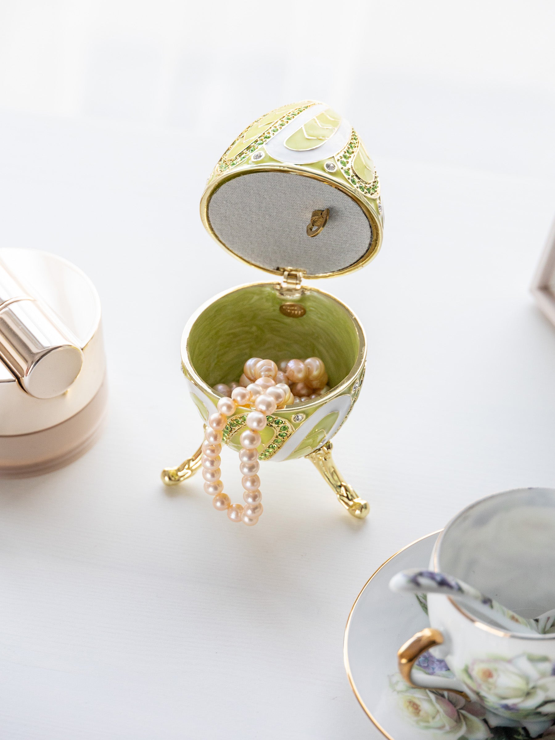 Keren Kopal Green Music box Fur Elise by Beethoven Faberge Egg