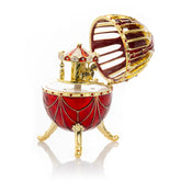 Keren Kopal Red Faberge Egg with Horse Carousel Surprise Inside