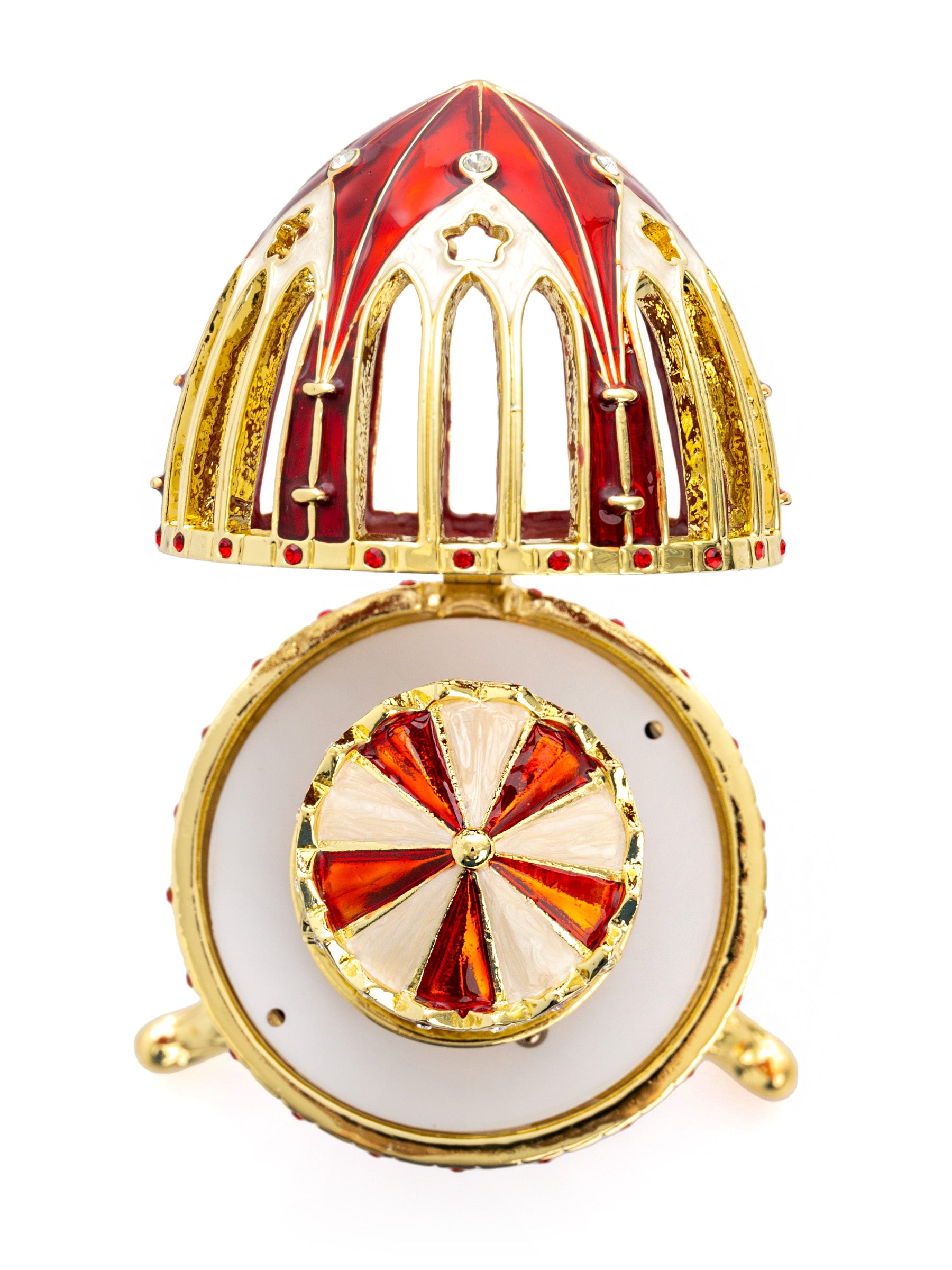 Keren Kopal Red Faberge Egg with Horse Carousel Surprise Inside