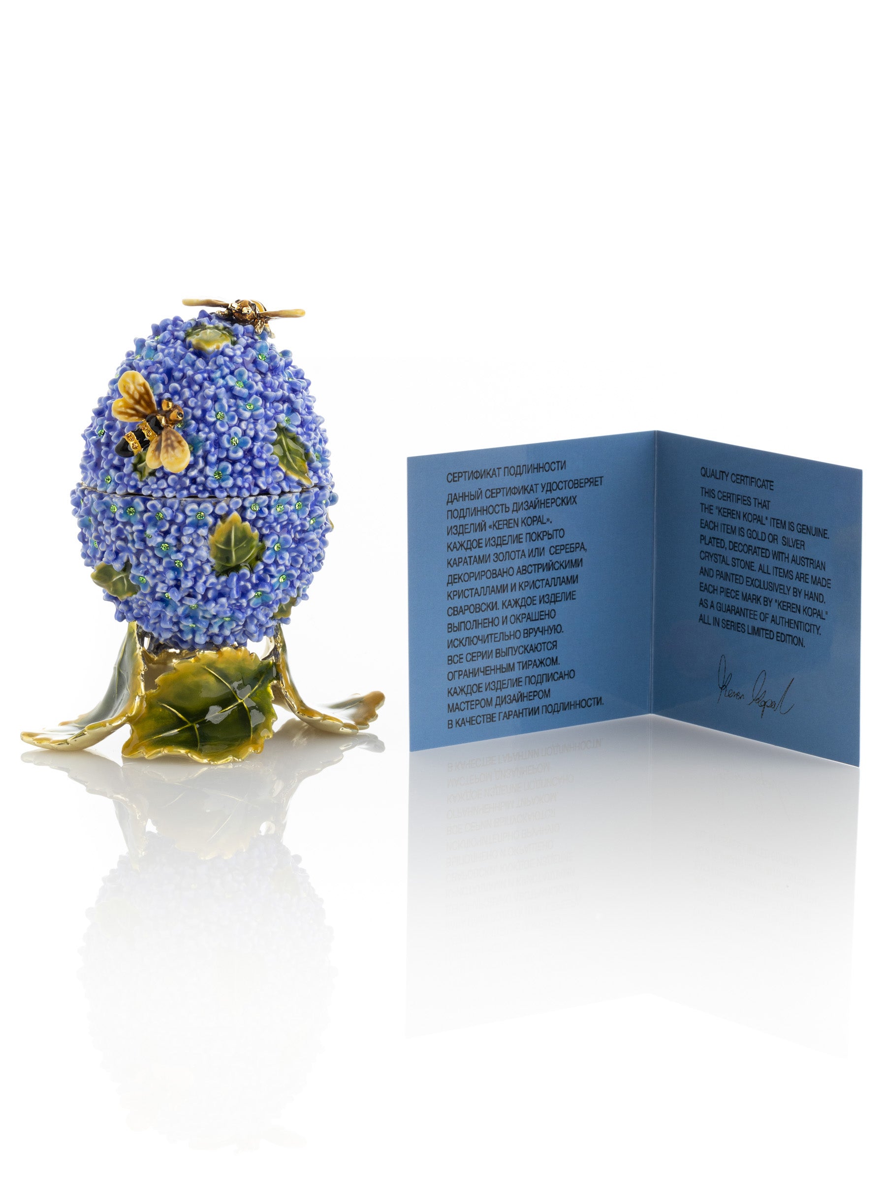 Keren Kopal Blue Flower and Bees music box with Leaves Fur Elise by Ludwig Van Beethoven