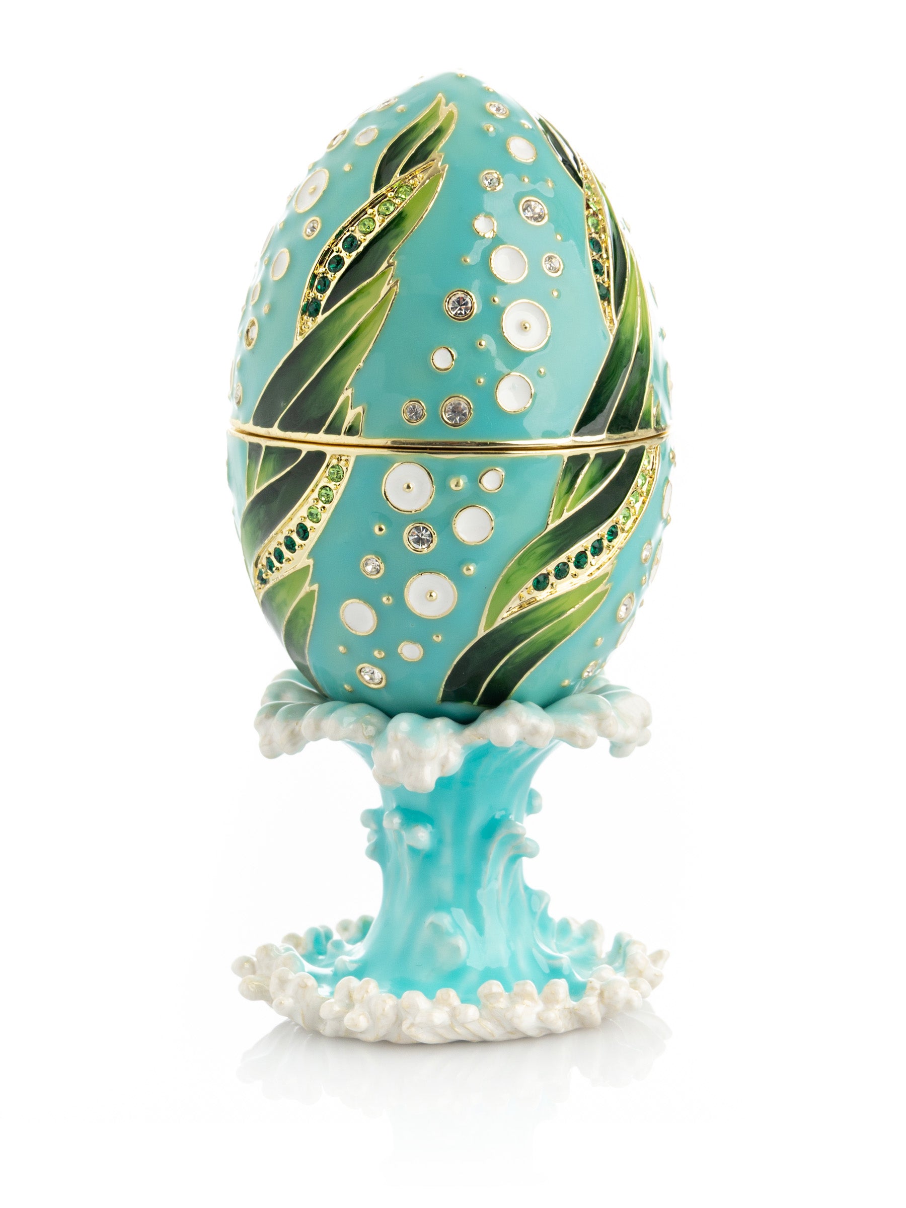 Keren Kopal Turquoise Faberge Egg with 2 Frogs Surprise Inside
