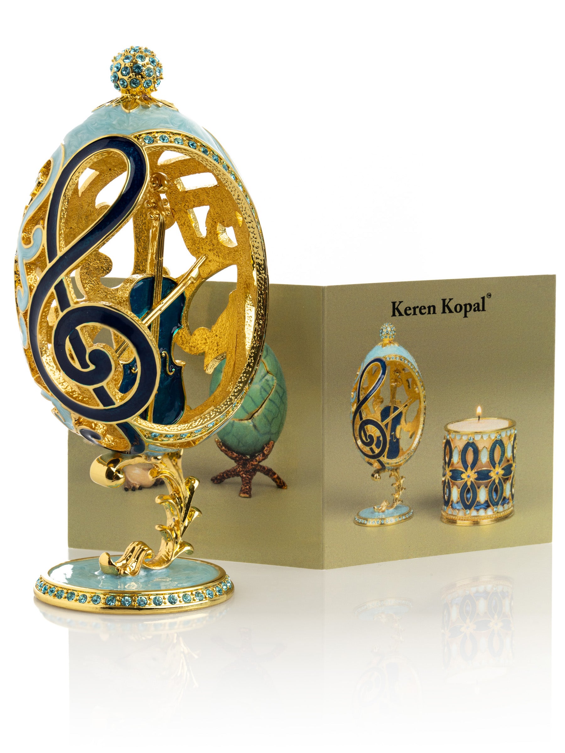 Keren Kopal Treble Clef Faberge Egg with Violin Surprise