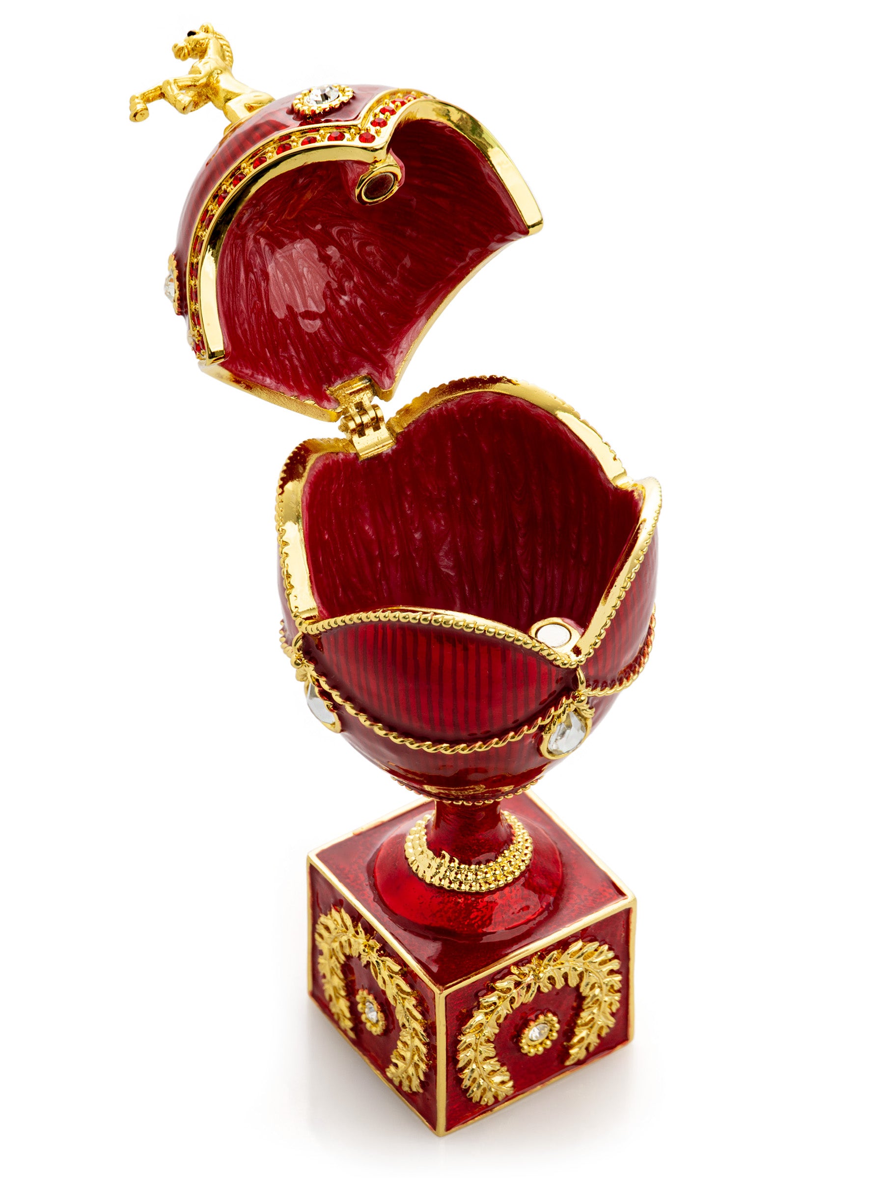 Keren Kopal Red Faberge Egg with Gold Horse