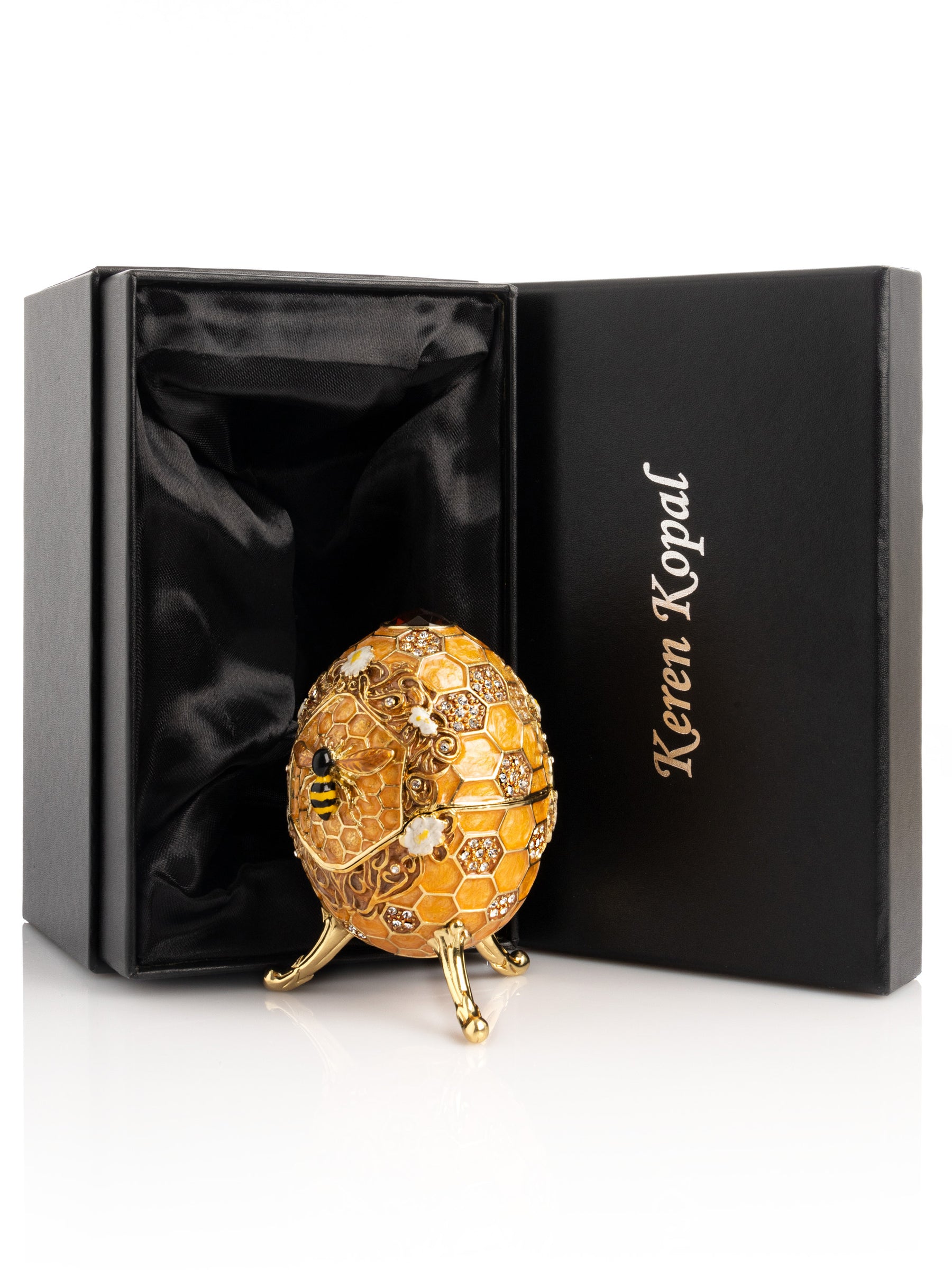 Keren Kopal Easter Egg Honeycomb with Bees Hive trinket box