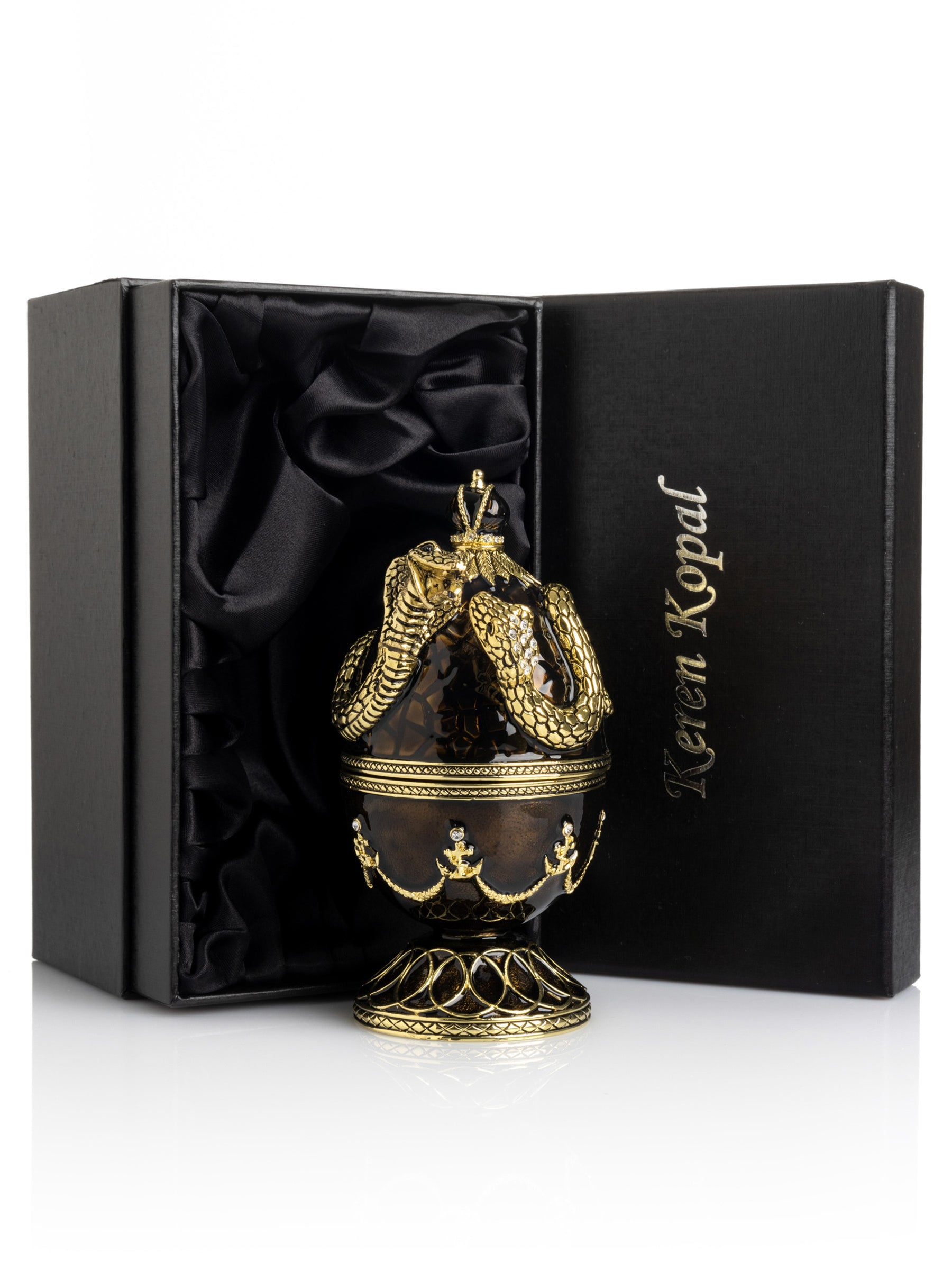 Keren Kopal Black Faberge Egg with Snakes