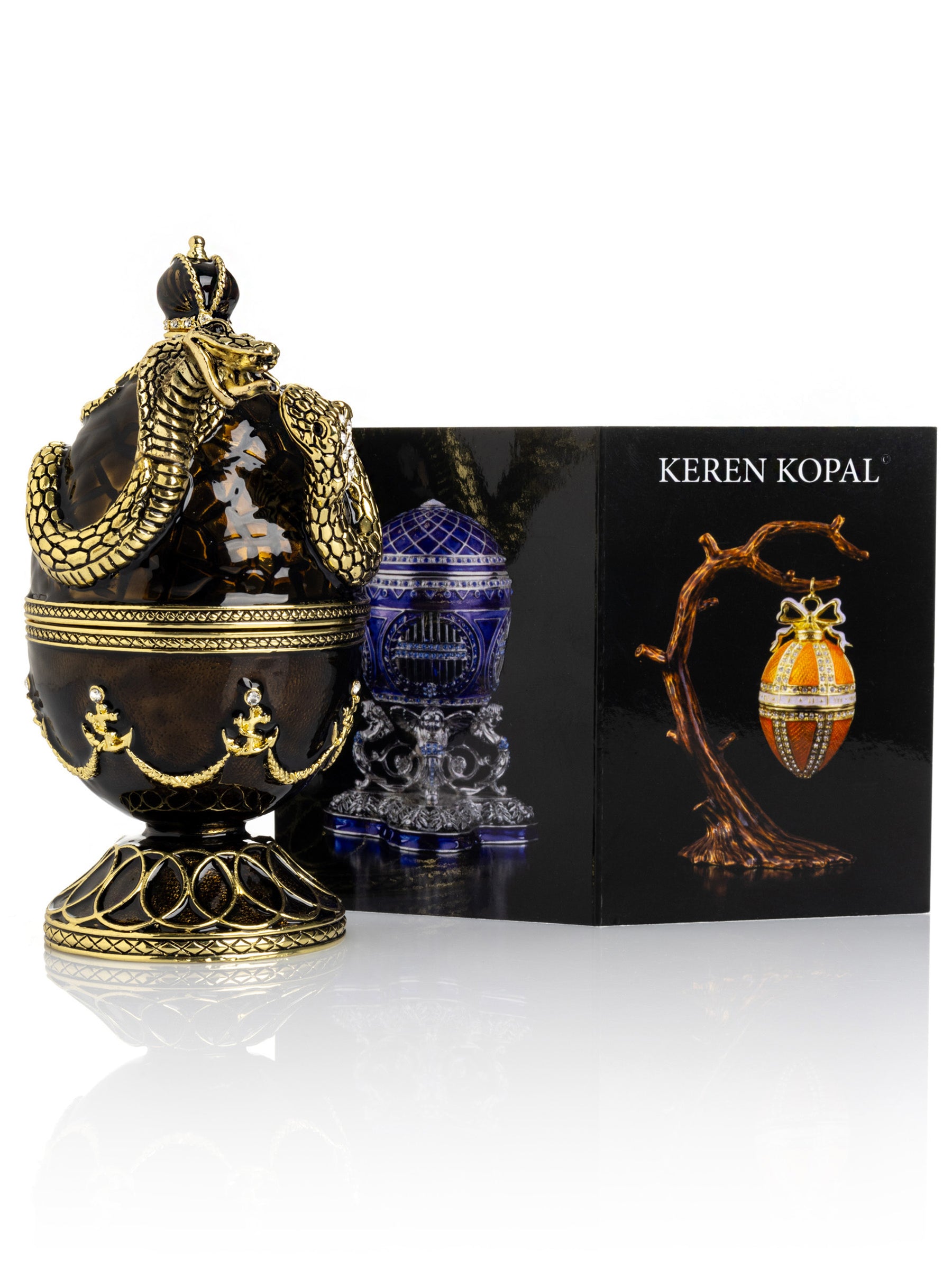 Keren Kopal Black Faberge Egg with Snakes