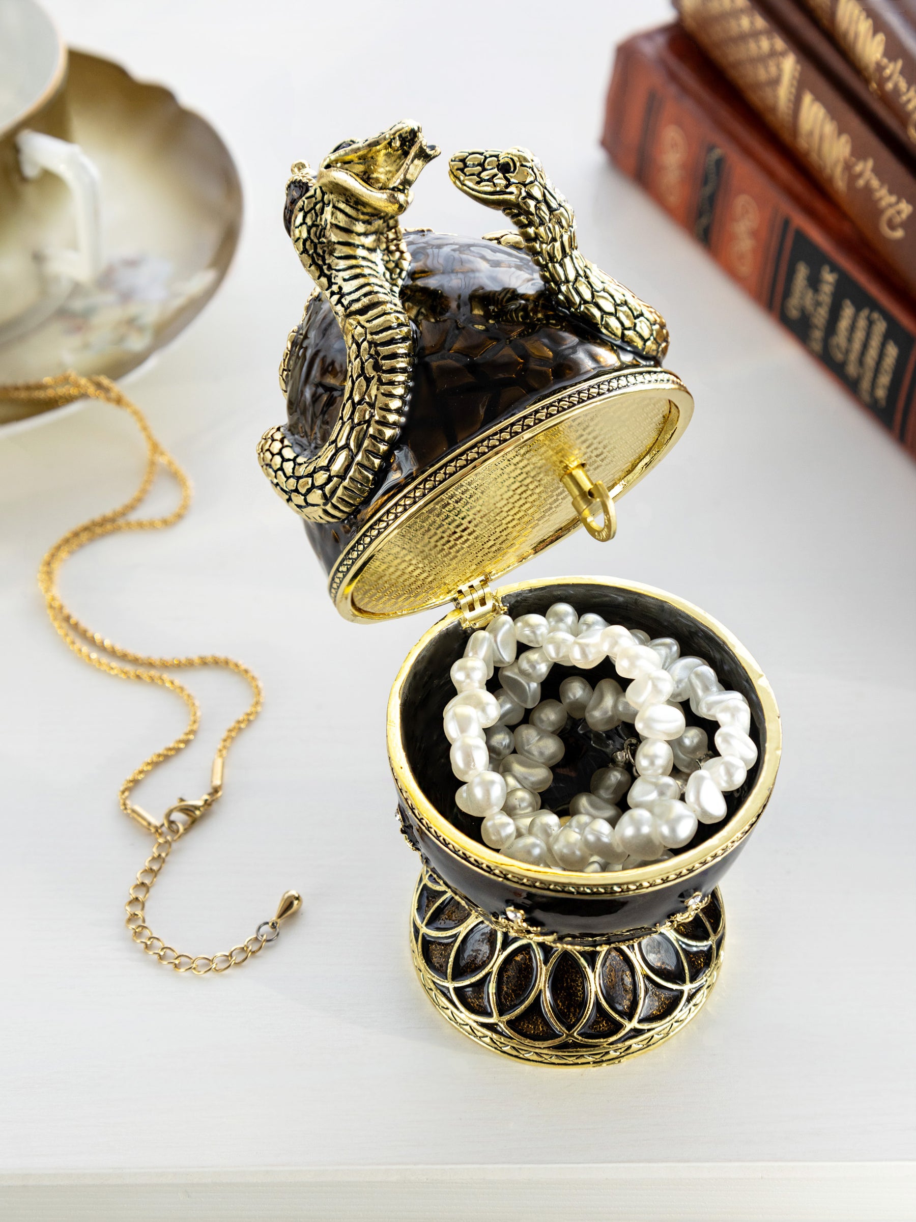 Keren Kopal Black Faberge Egg with Snakes