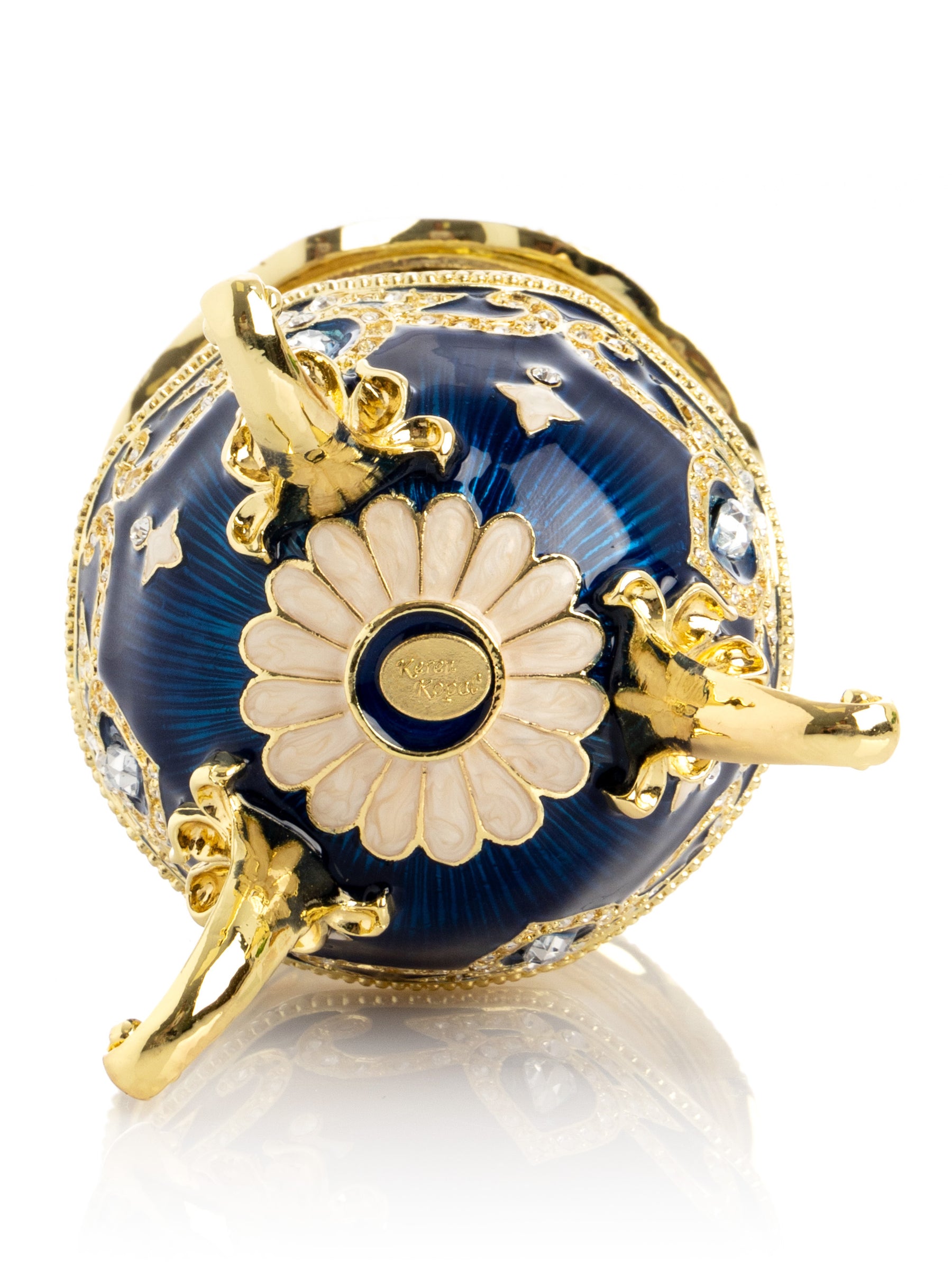 Keren Kopal Blue Wind up Horse Carousel Faberge Egg