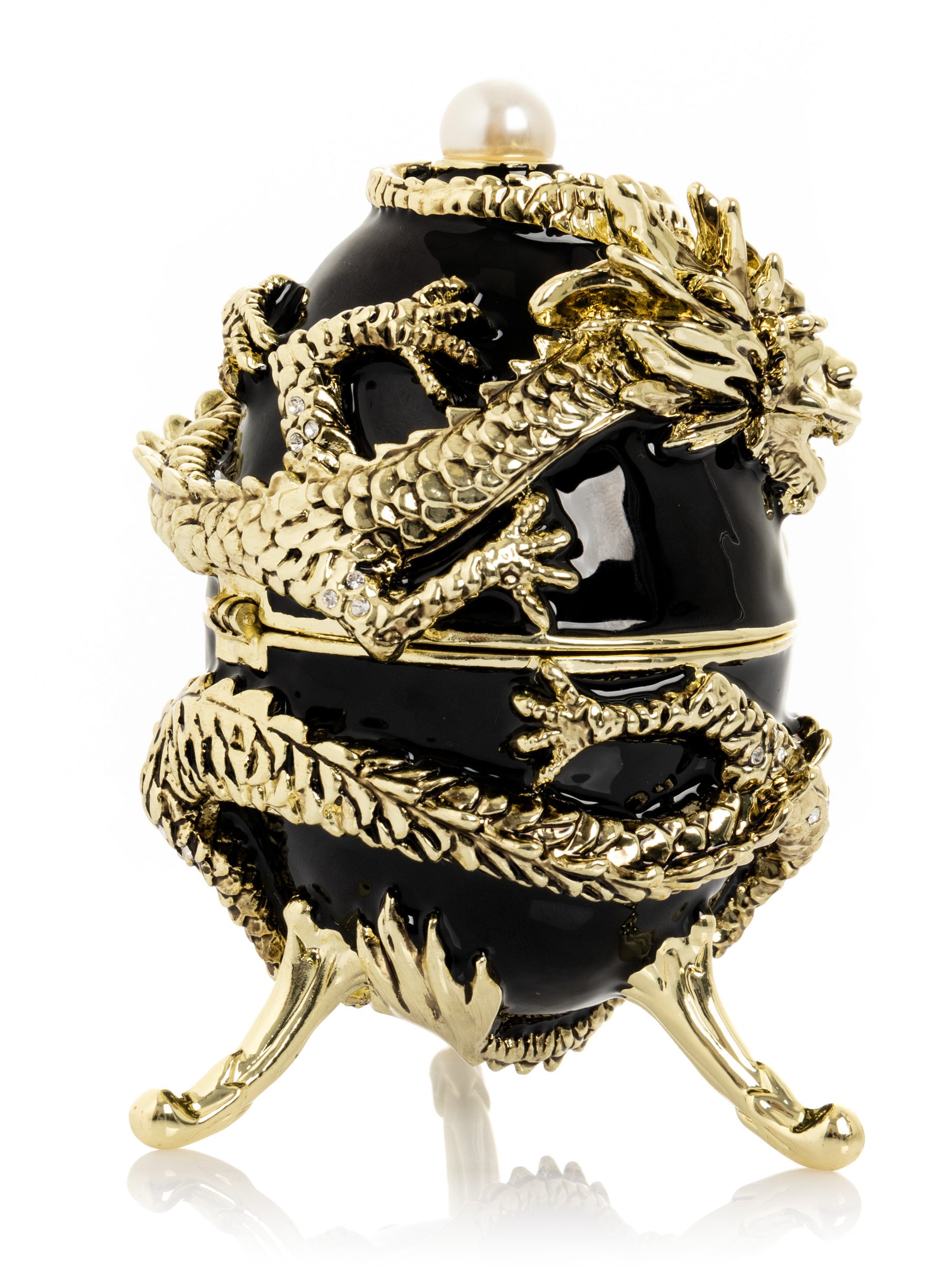 Keren Kopal Black Faberge Egg with Dragon