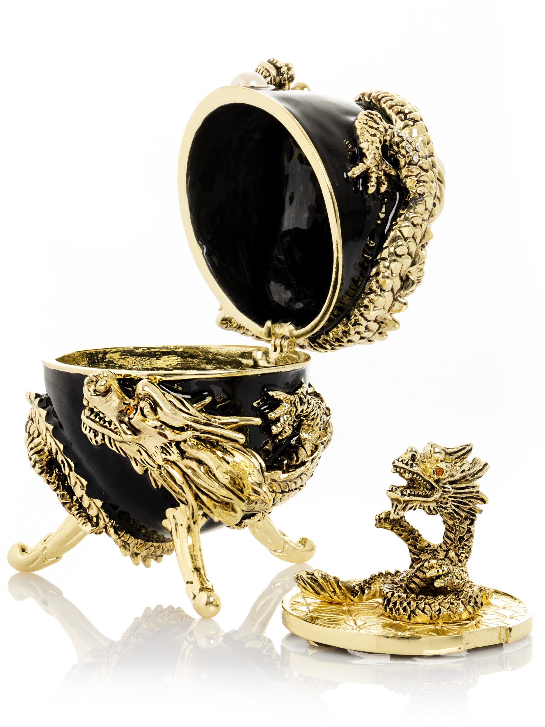 Keren Kopal Black Faberge Egg with Dragon