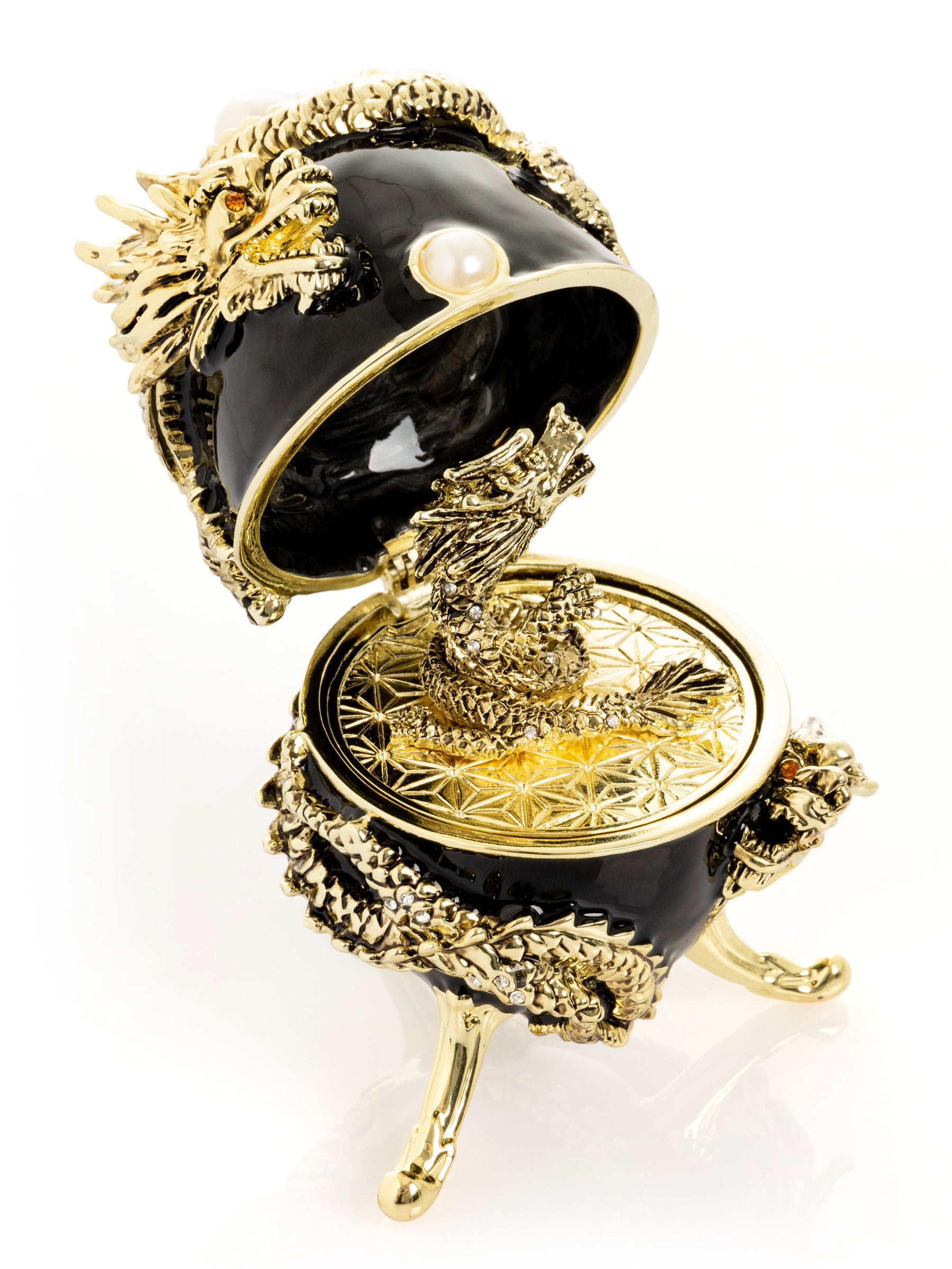 Keren Kopal Black Faberge Egg with Dragon