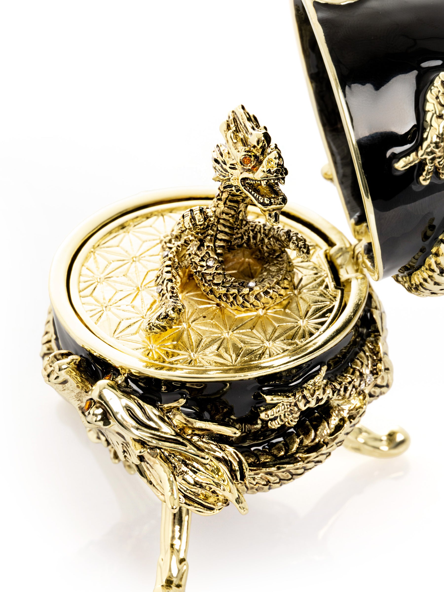 Keren Kopal Black Faberge Egg with Dragon
