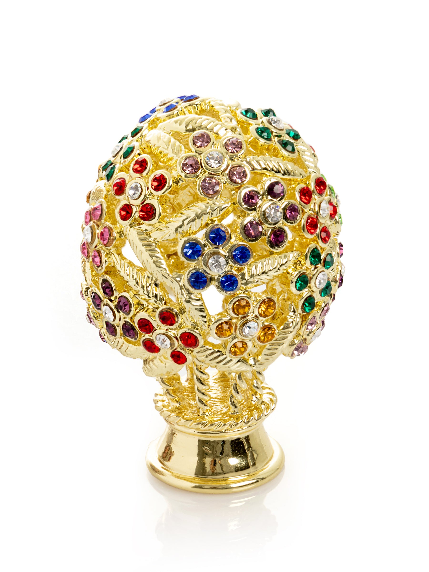 Keren Kopal Red Roses Faberge Egg With a Surprise Colorful Ball Inside