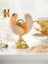 Keren Kopal spiral salmon pink Faberge Egg with flowers bouquet