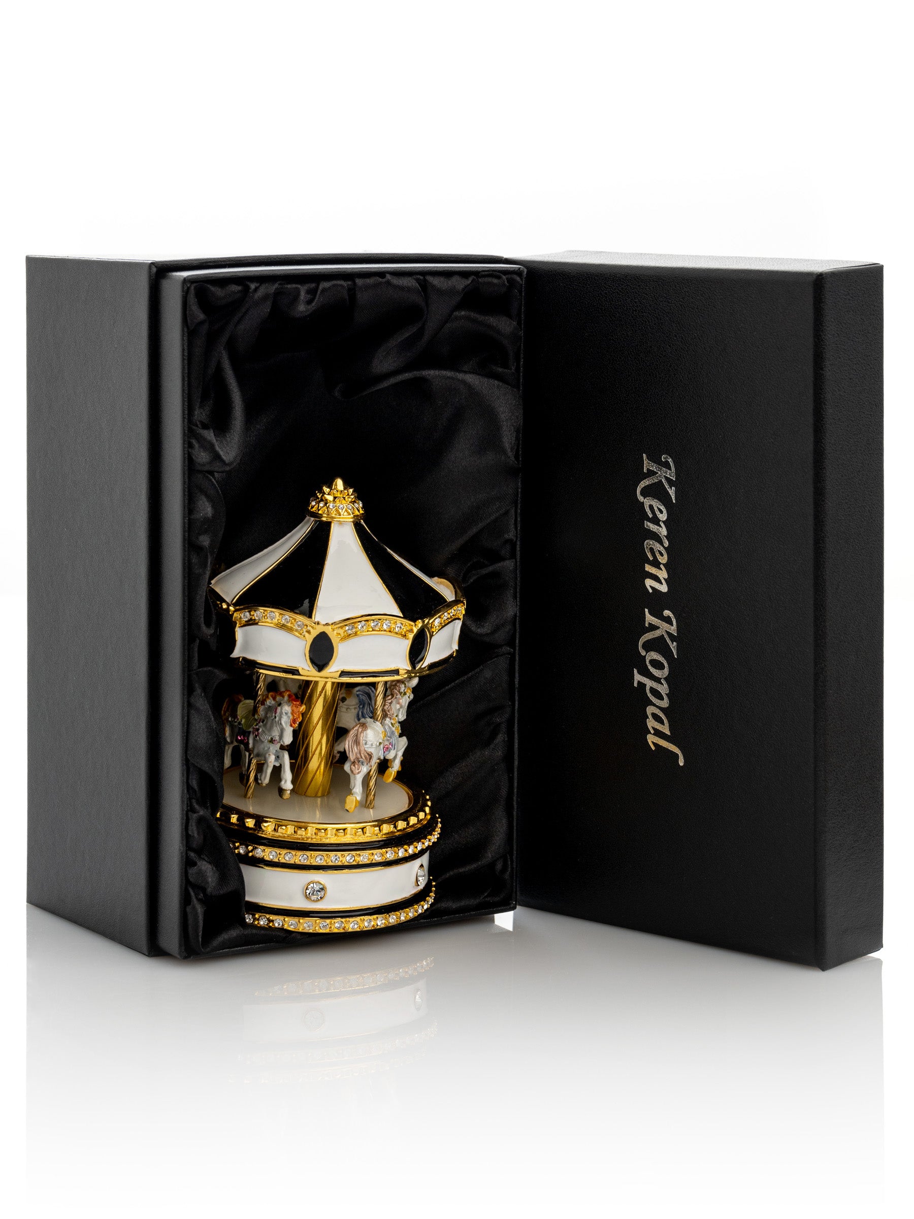 Keren Kopal Black Musical Carousel with Spinning Royal Horses