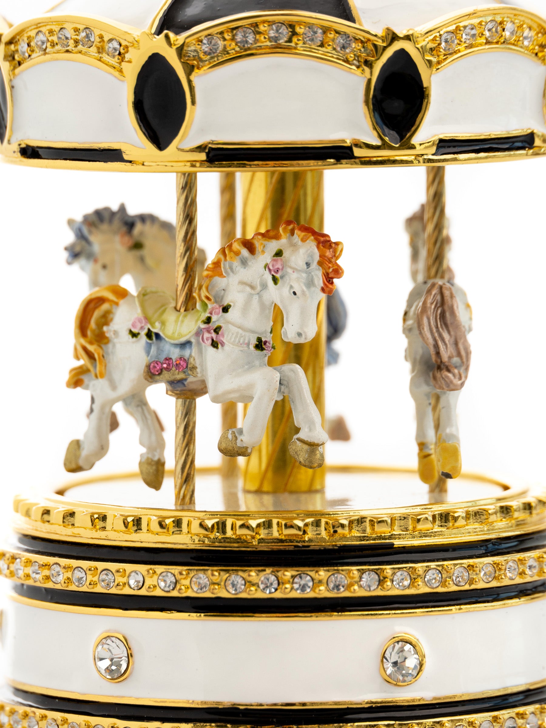 Keren Kopal Black Musical Carousel with Spinning Royal Horses