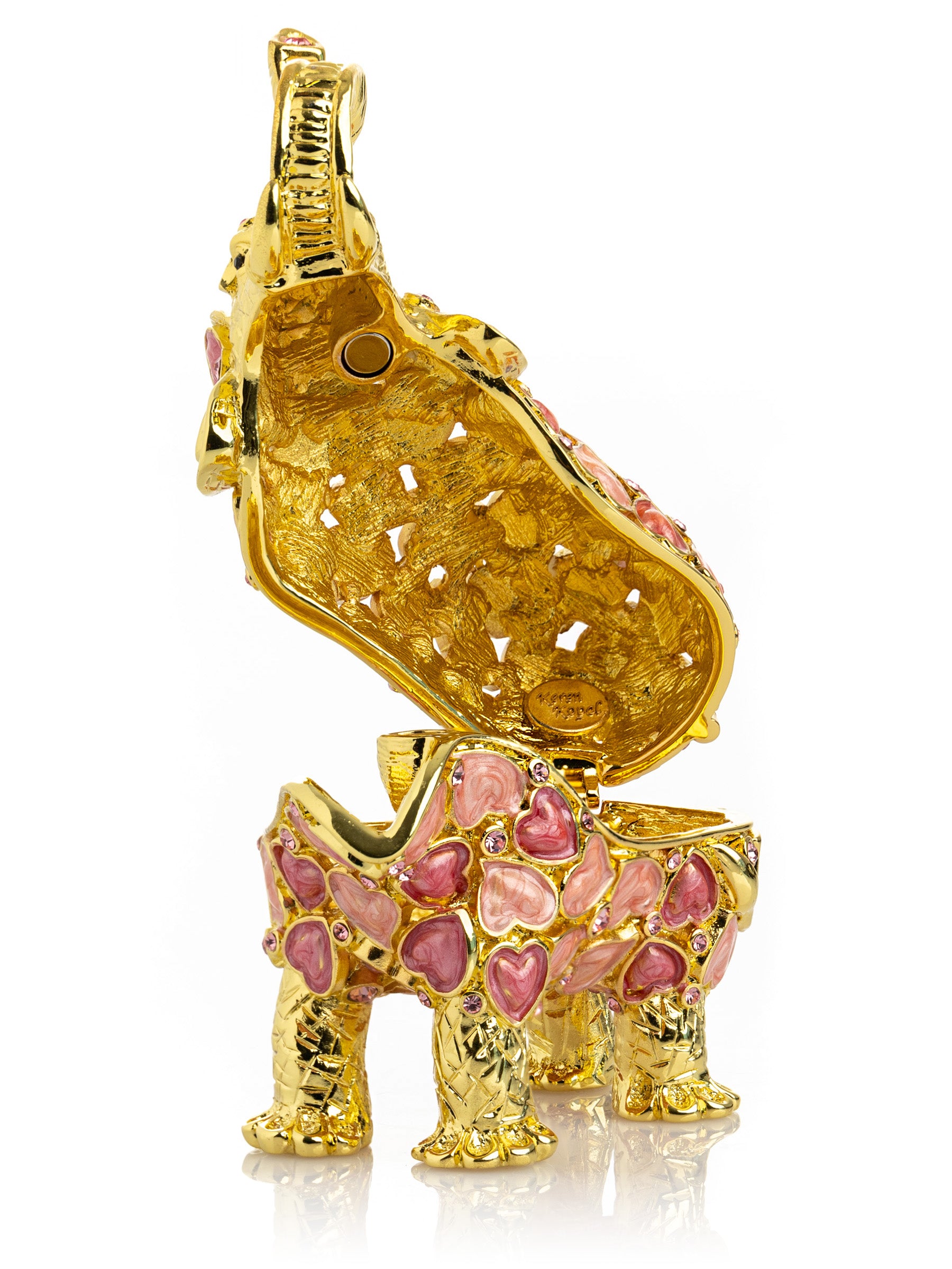 Keren Kopal Golden Elephant with Hearts decoration