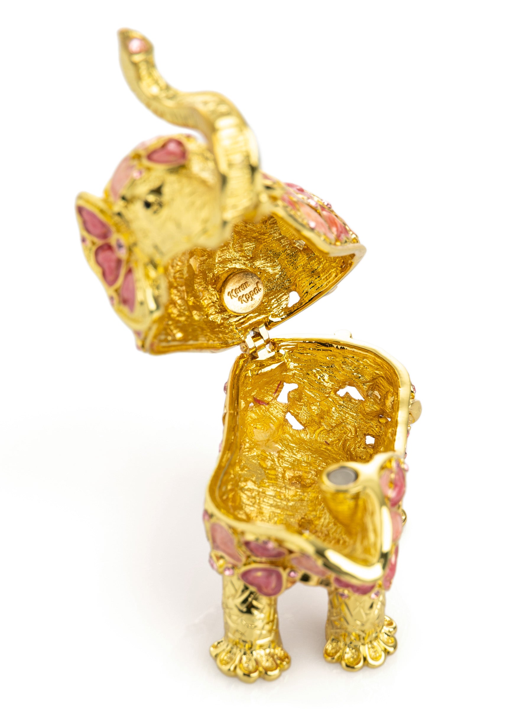 Keren Kopal Golden Elephant with Hearts decoration