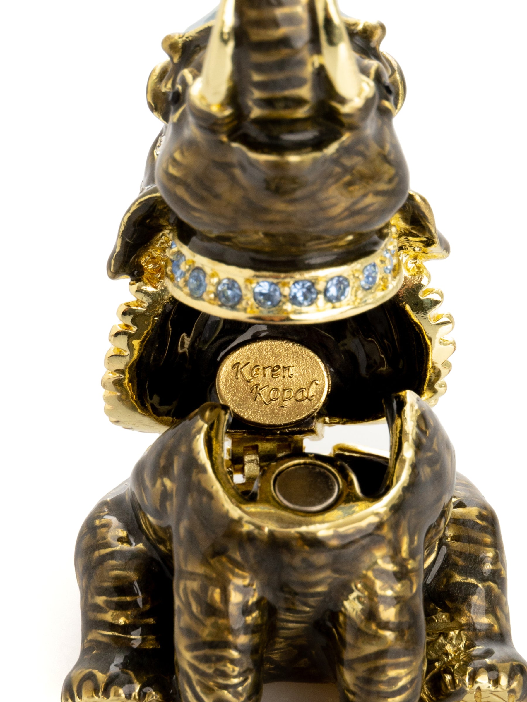 Keren Kopal Elephant Brown and Gold Trinket Box