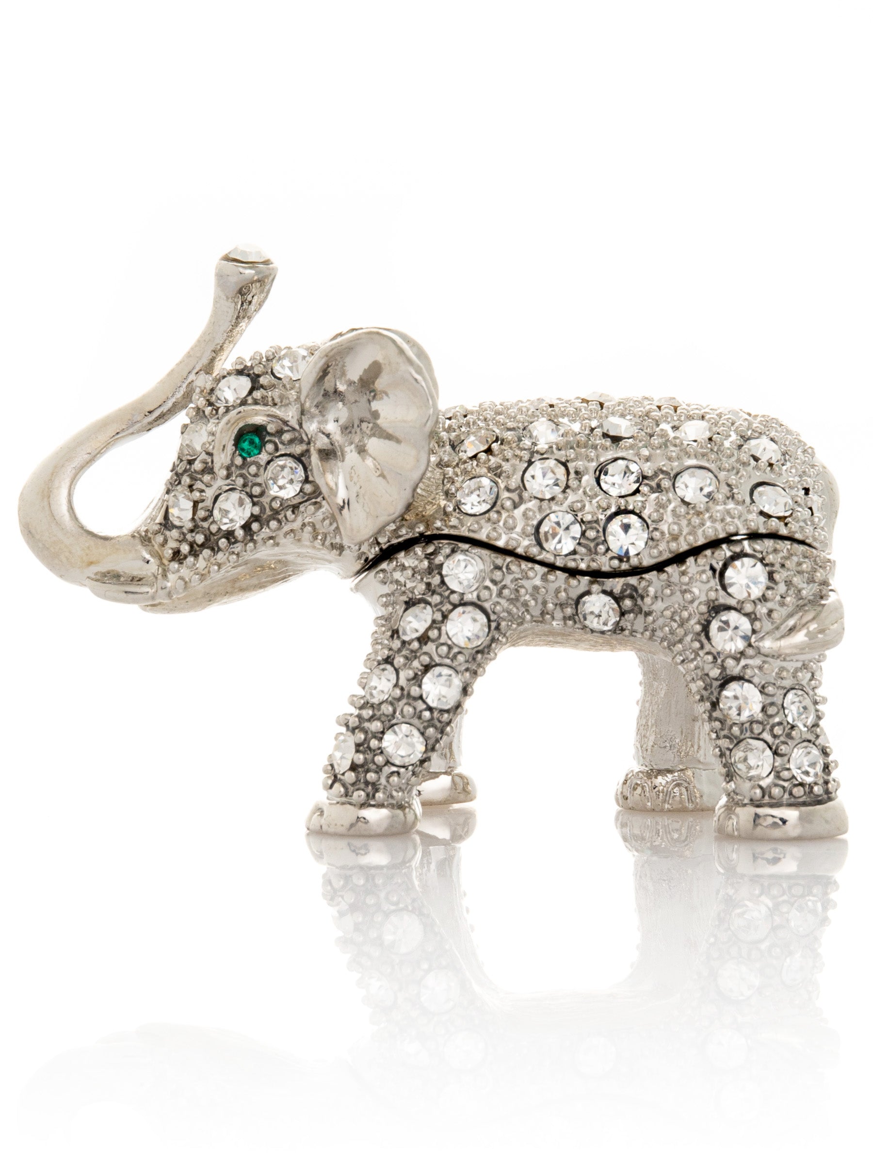 Keren Kopal Silver Elephant with Green Eyes