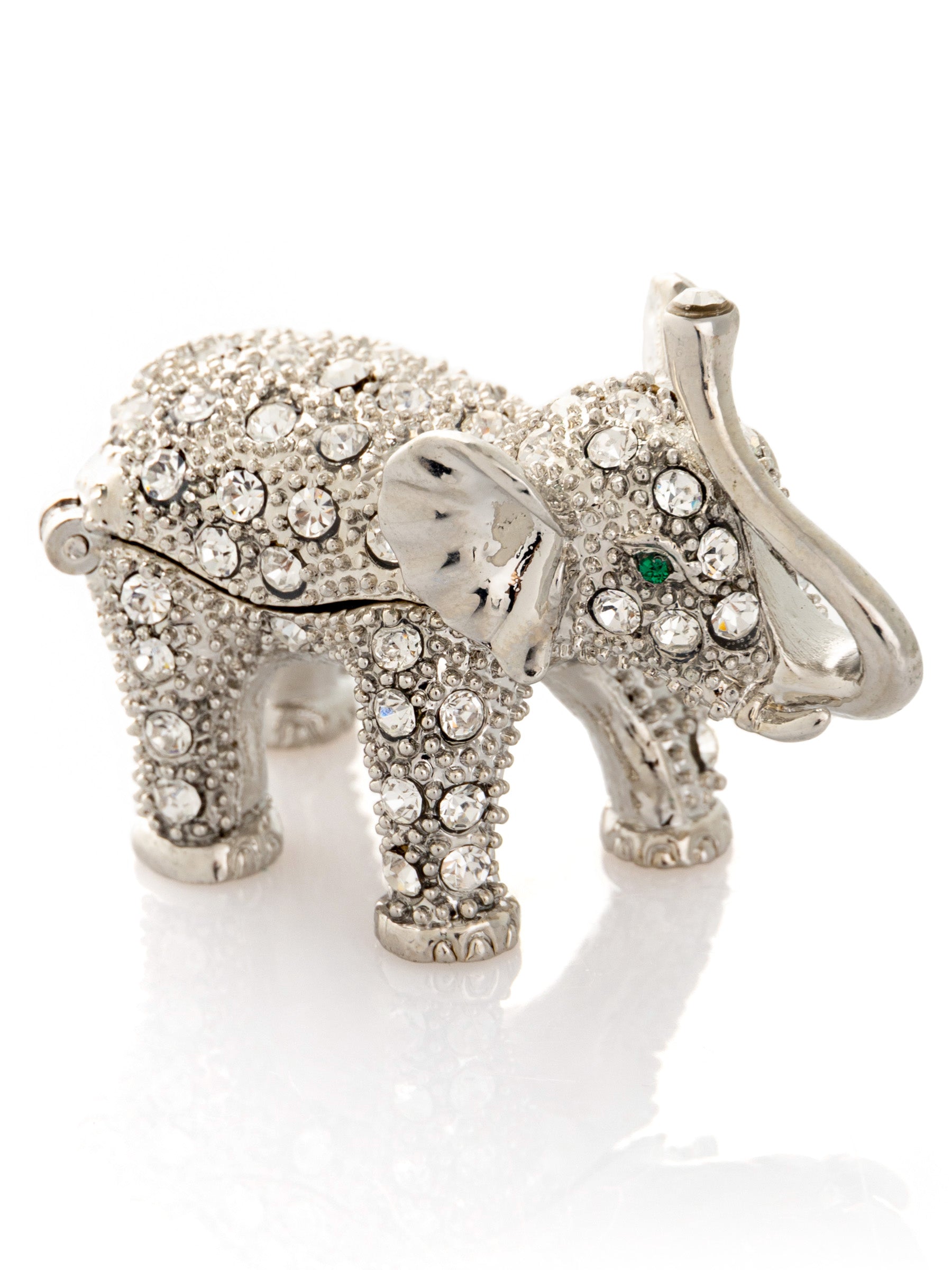 Keren Kopal Silver Elephant with Green Eyes