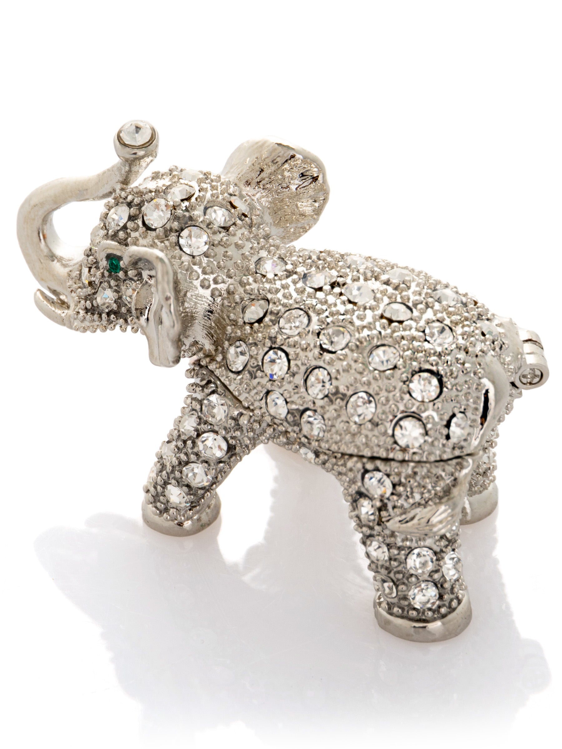 Keren Kopal Silver Elephant with Green Eyes