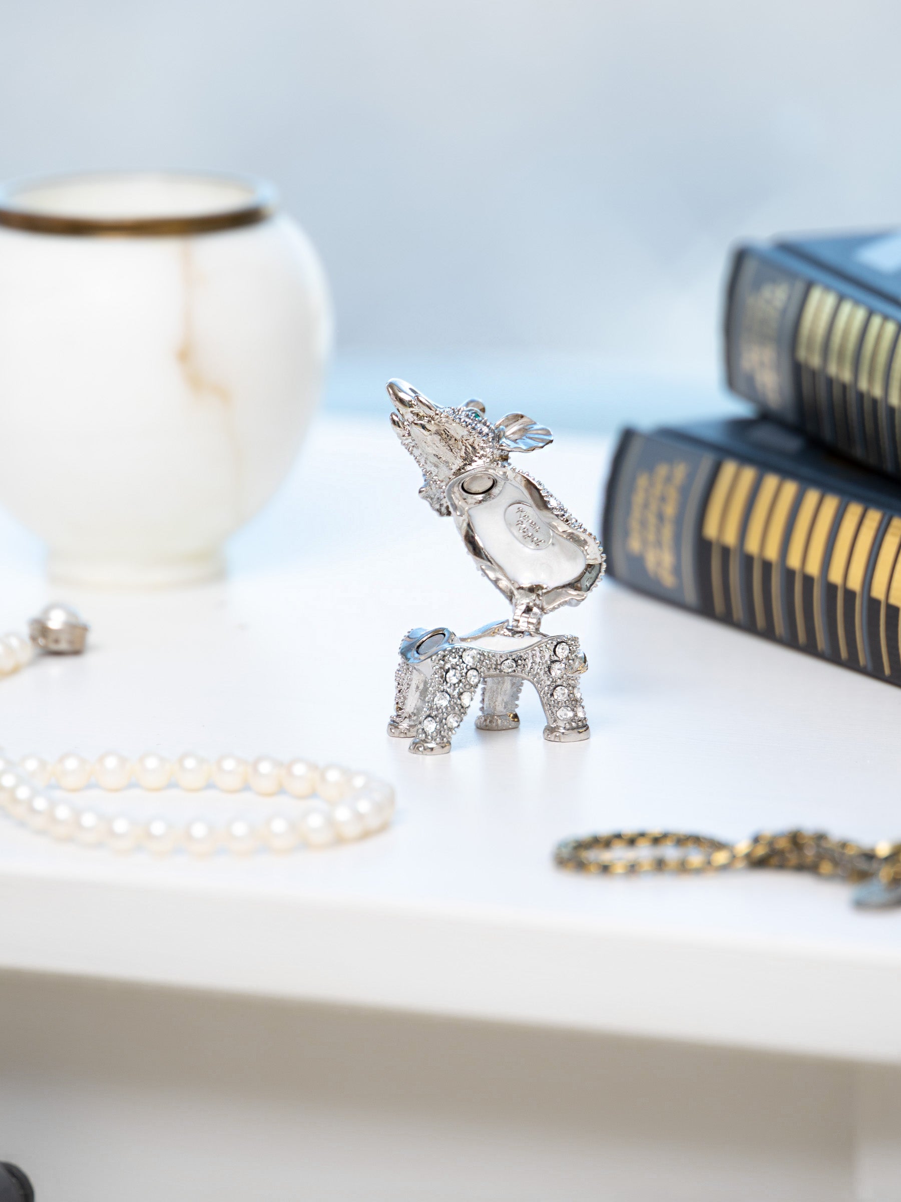 Keren Kopal Silver Elephant with Green Eyes