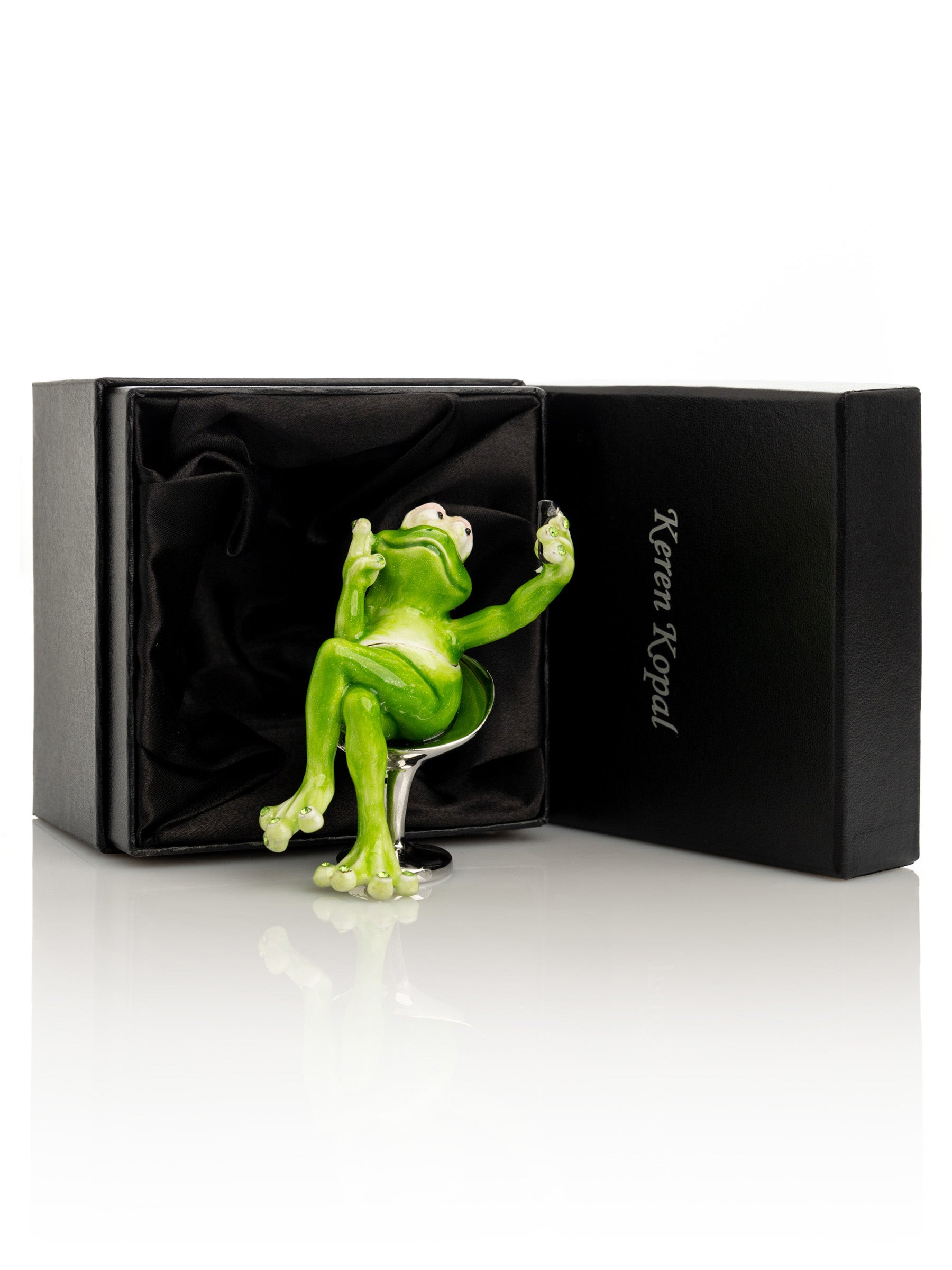 Keren Kopal Frog Taking a Selfie Trinket Box
