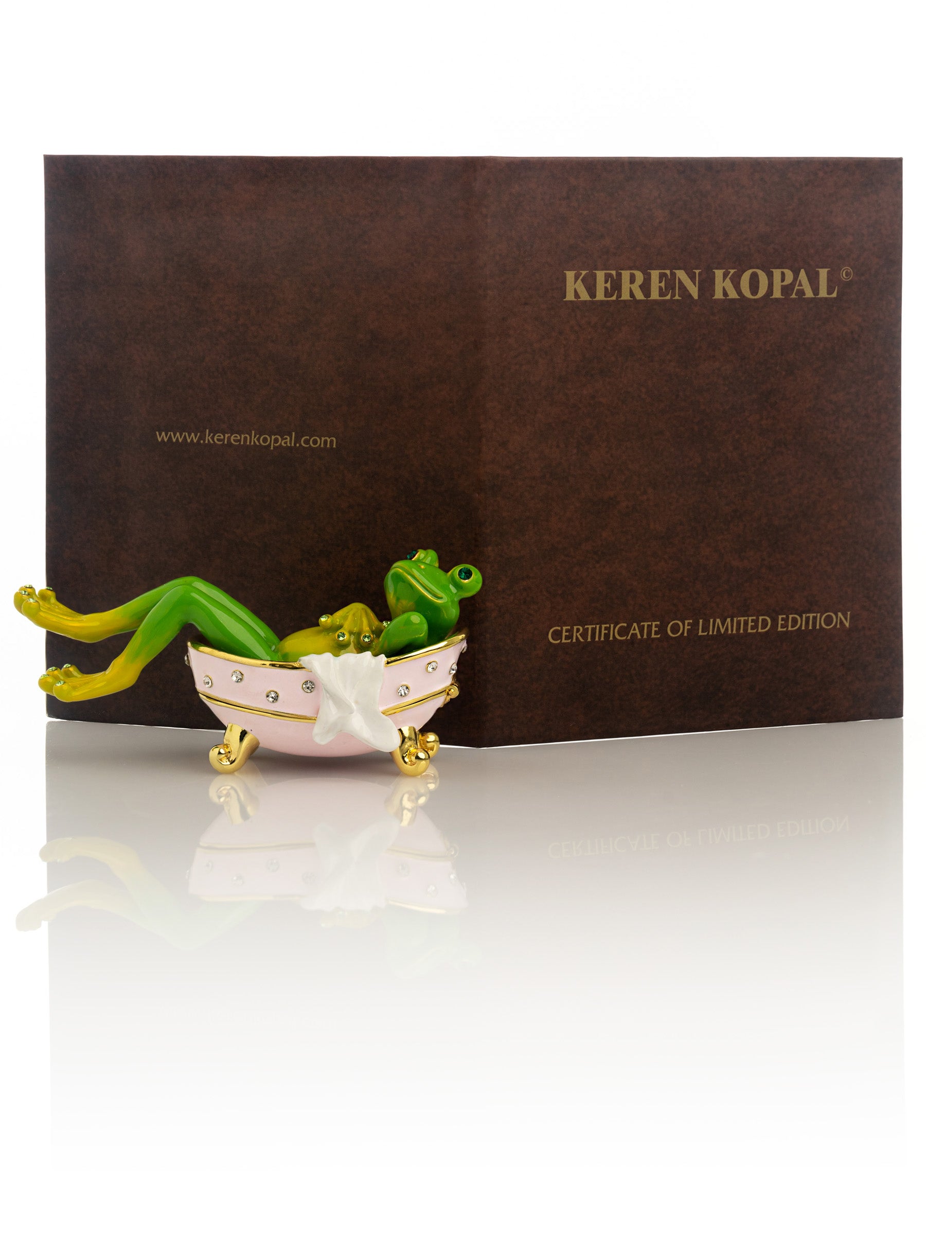 Keren Kopal Frog In Bathtub Trinket Box