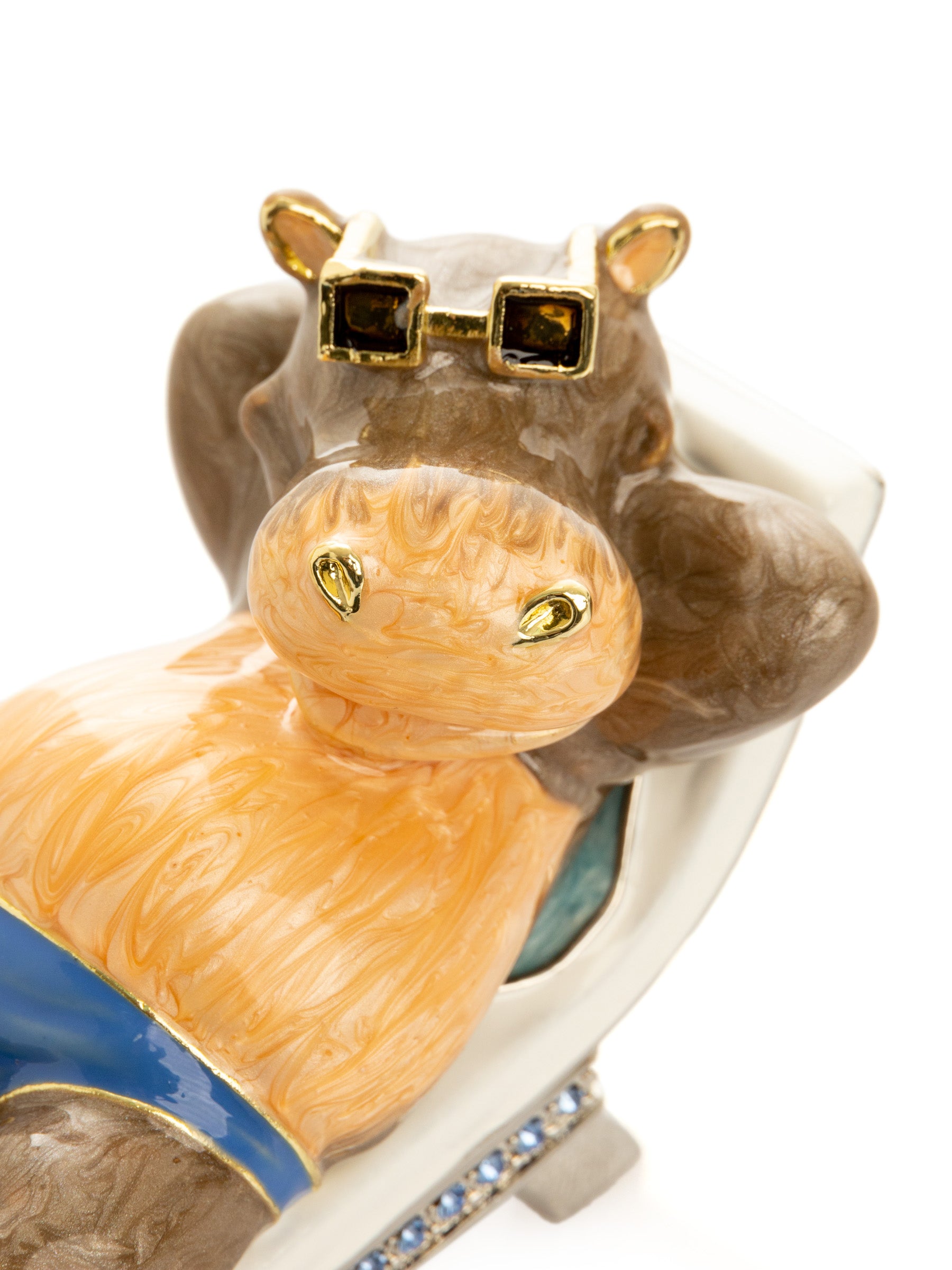 Keren Kopal Relaxing Hippo on Sun Lounger Trinket Box