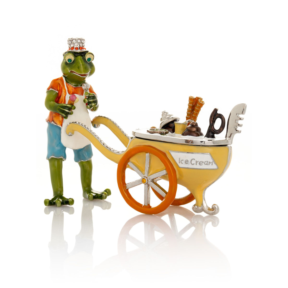 Keren Kopal Frog ice cream seller with a colorful ice cream cart