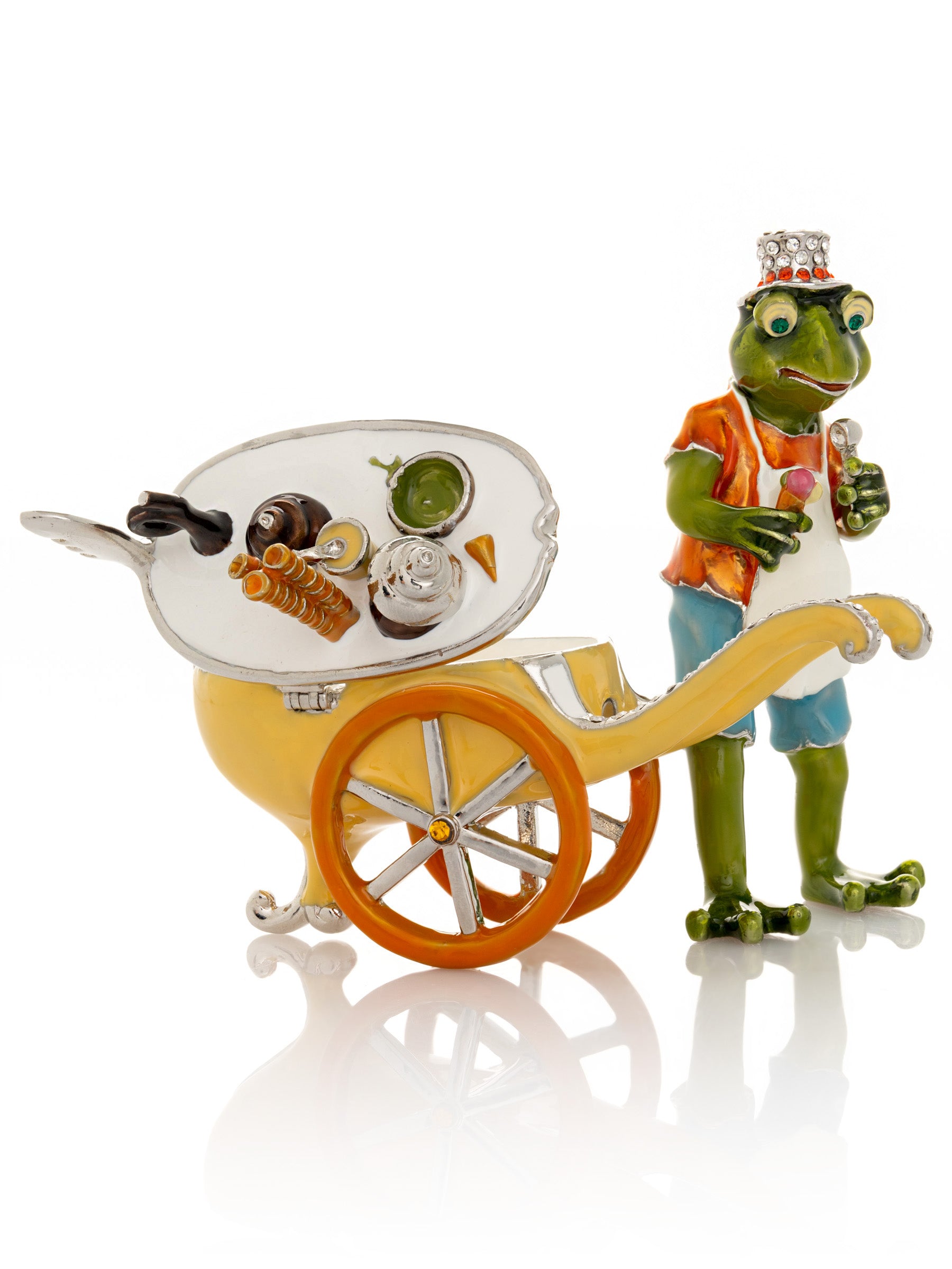 Keren Kopal Frog ice cream seller with a colorful ice cream cart