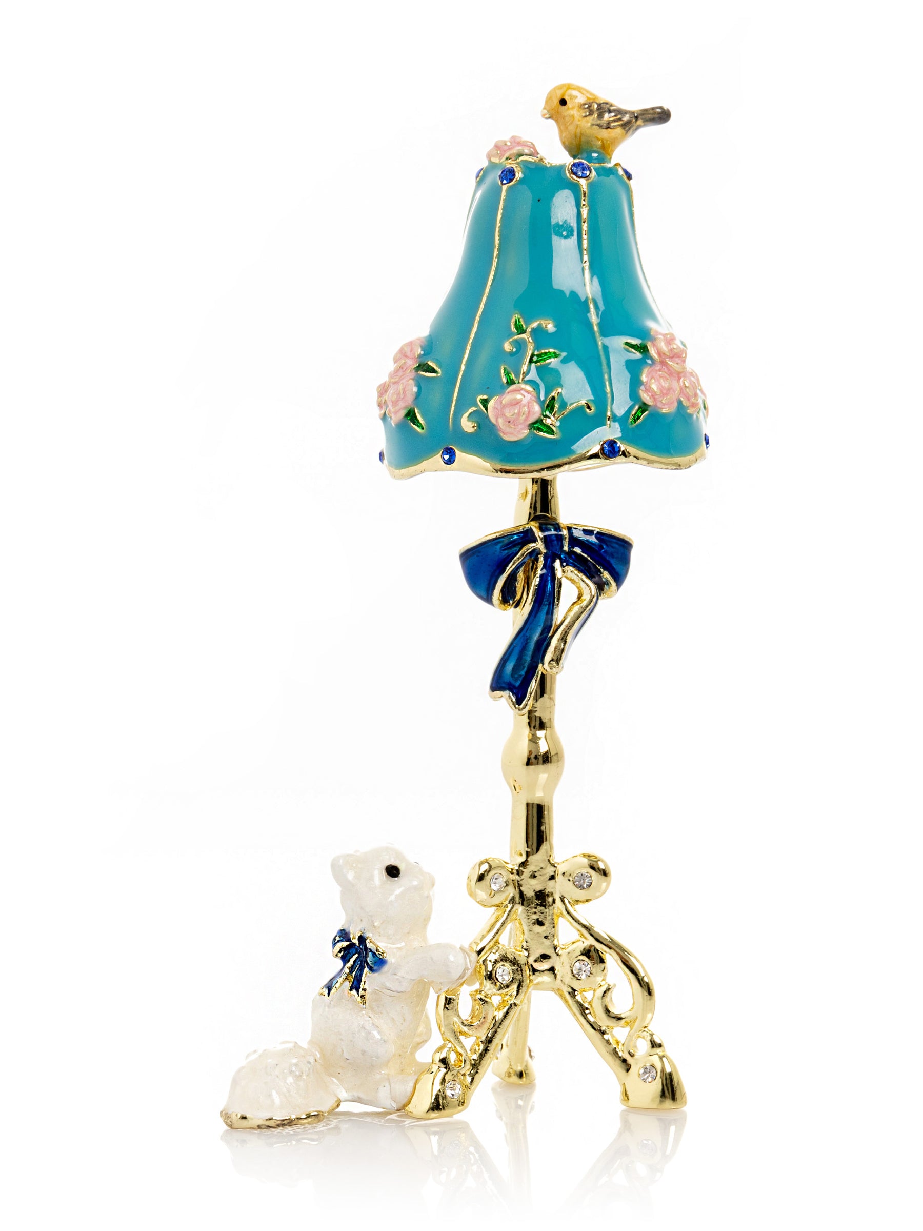Keren Kopal Gold Standing Lamp with Cat and Bird