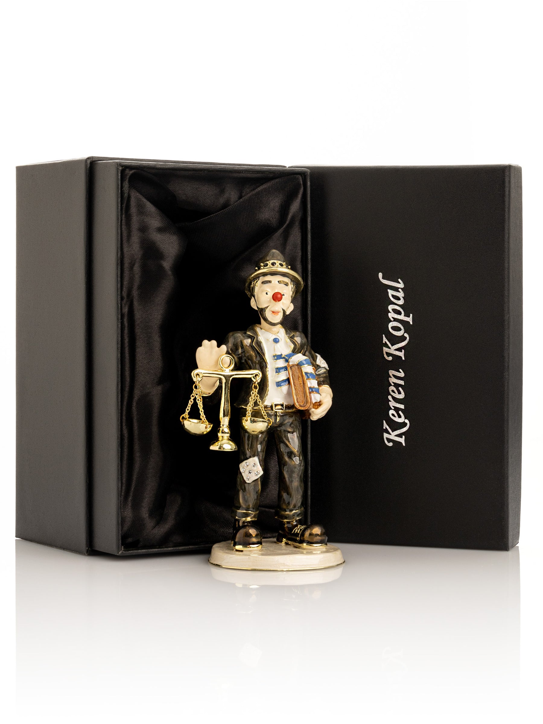 Keren Kopal Clown Lawyer Trinket Box with Book & Scales of Justice