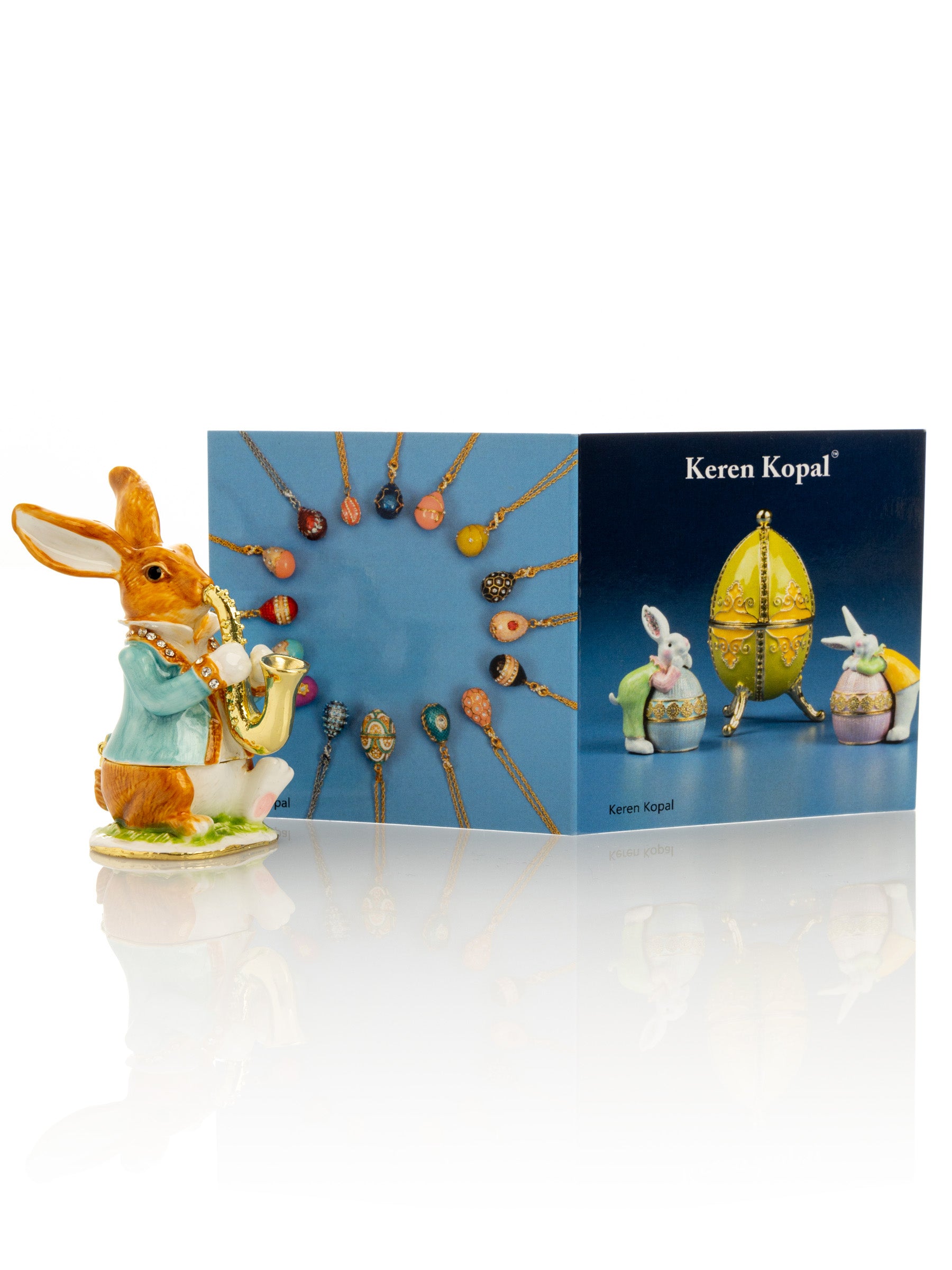 Keren Kopal Rabbit playing the saxophone trinket box