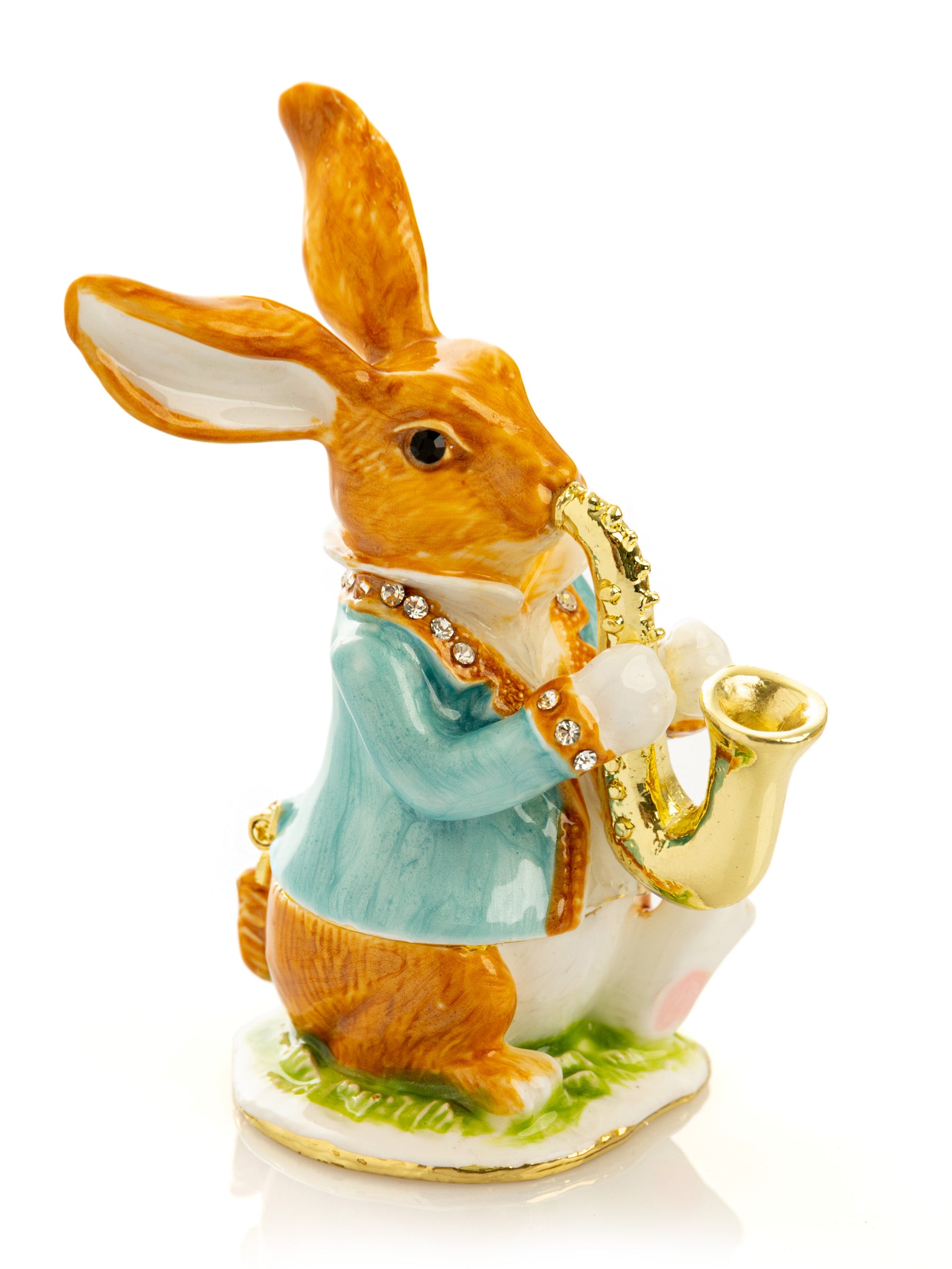 Keren Kopal Rabbit playing the saxophone trinket box