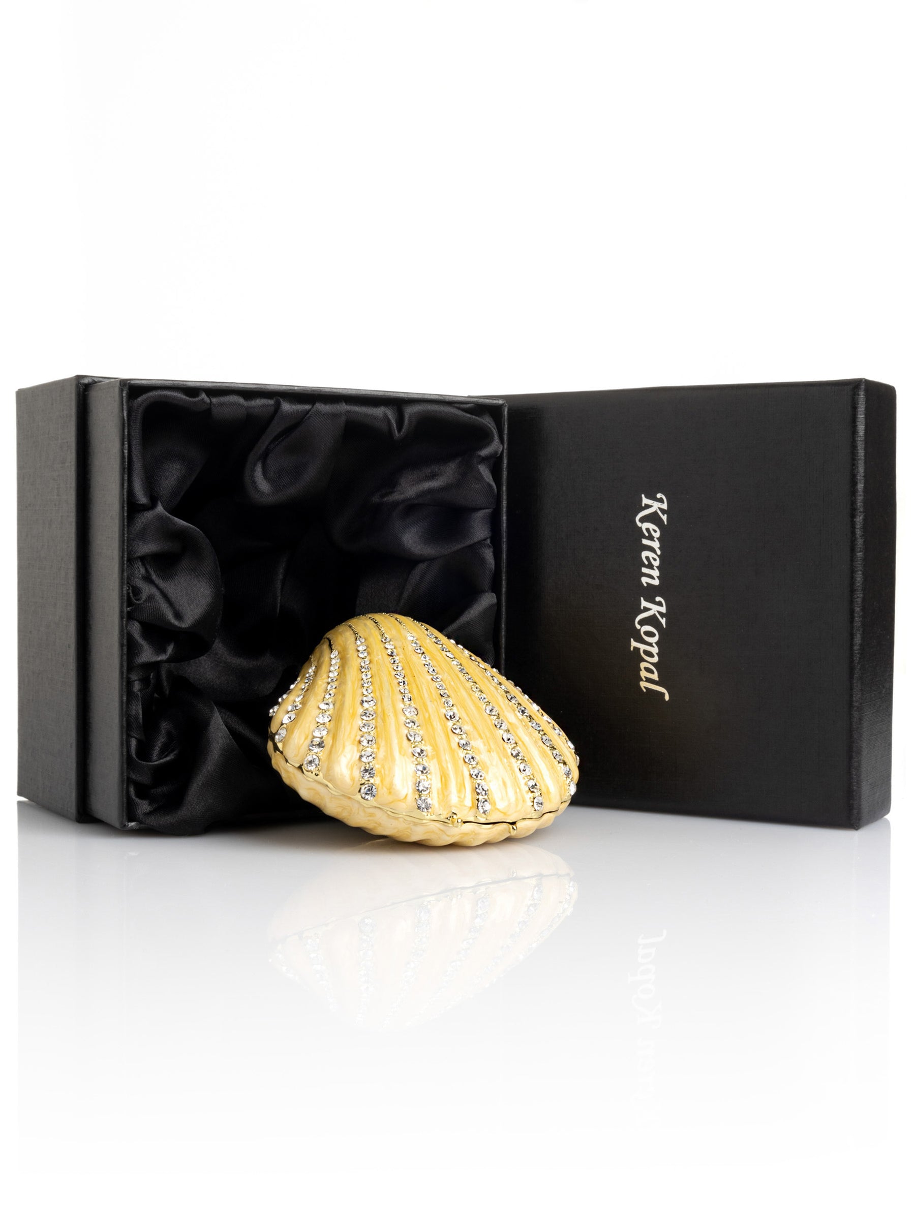 Keren Kopal Golden Sea Shell with Crystals Trinket Box