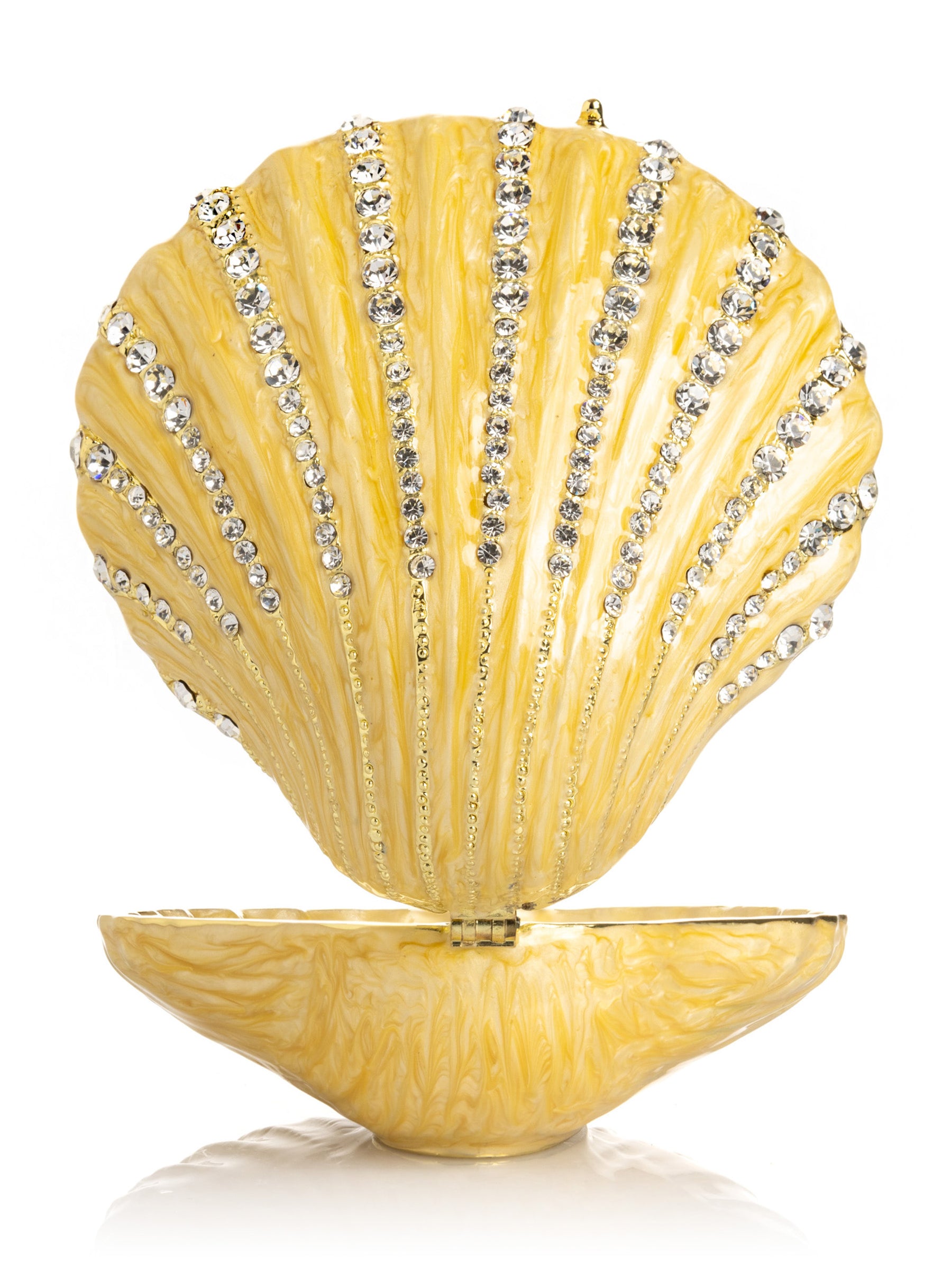 Keren Kopal Golden Sea Shell with Crystals Trinket Box
