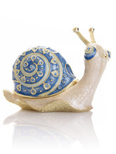 Keren Kopal Gold & Blue Jeweled Snail Trinket Box