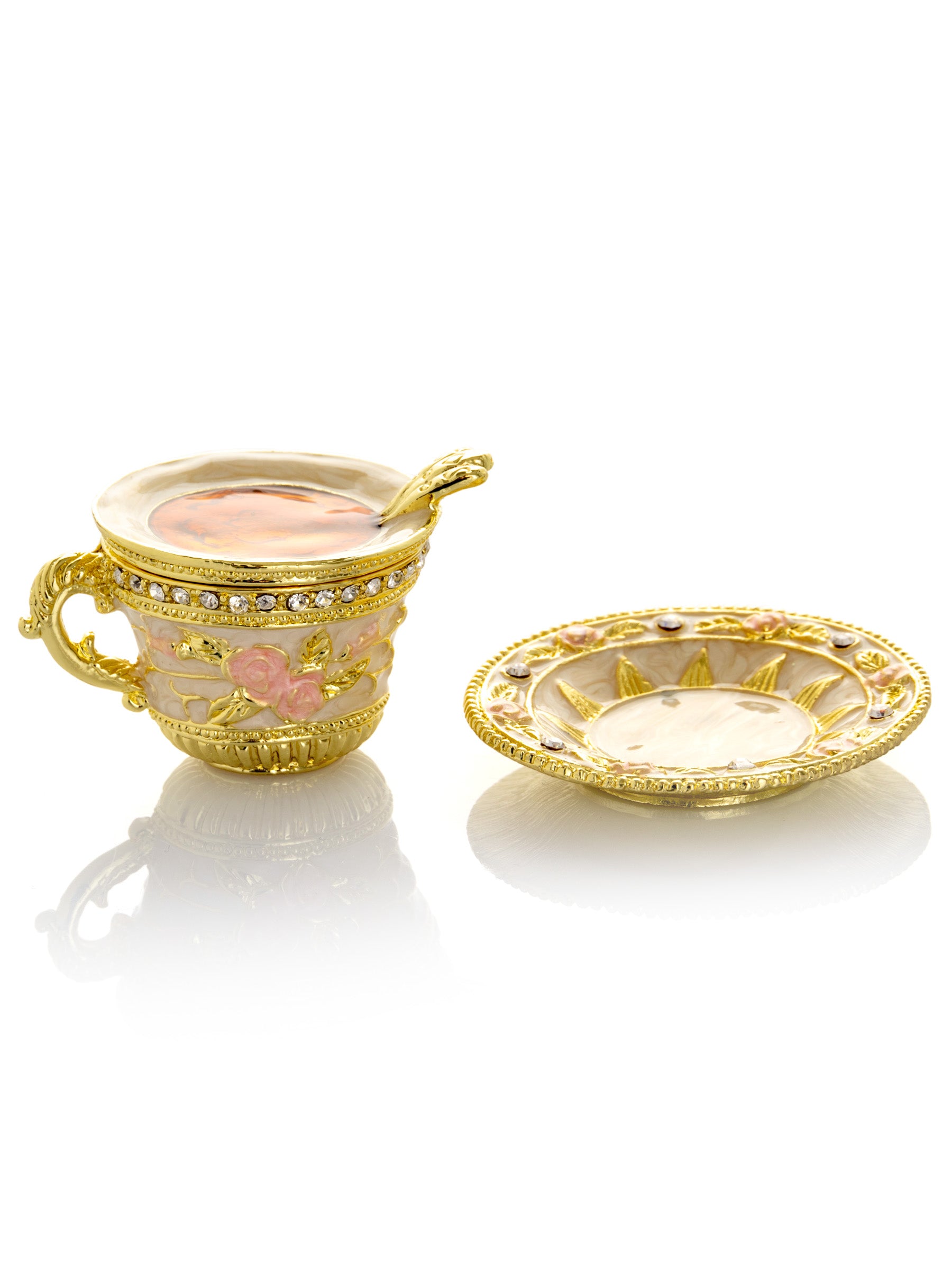 Keren Kopal Golden Tea Cup with Pink Roses