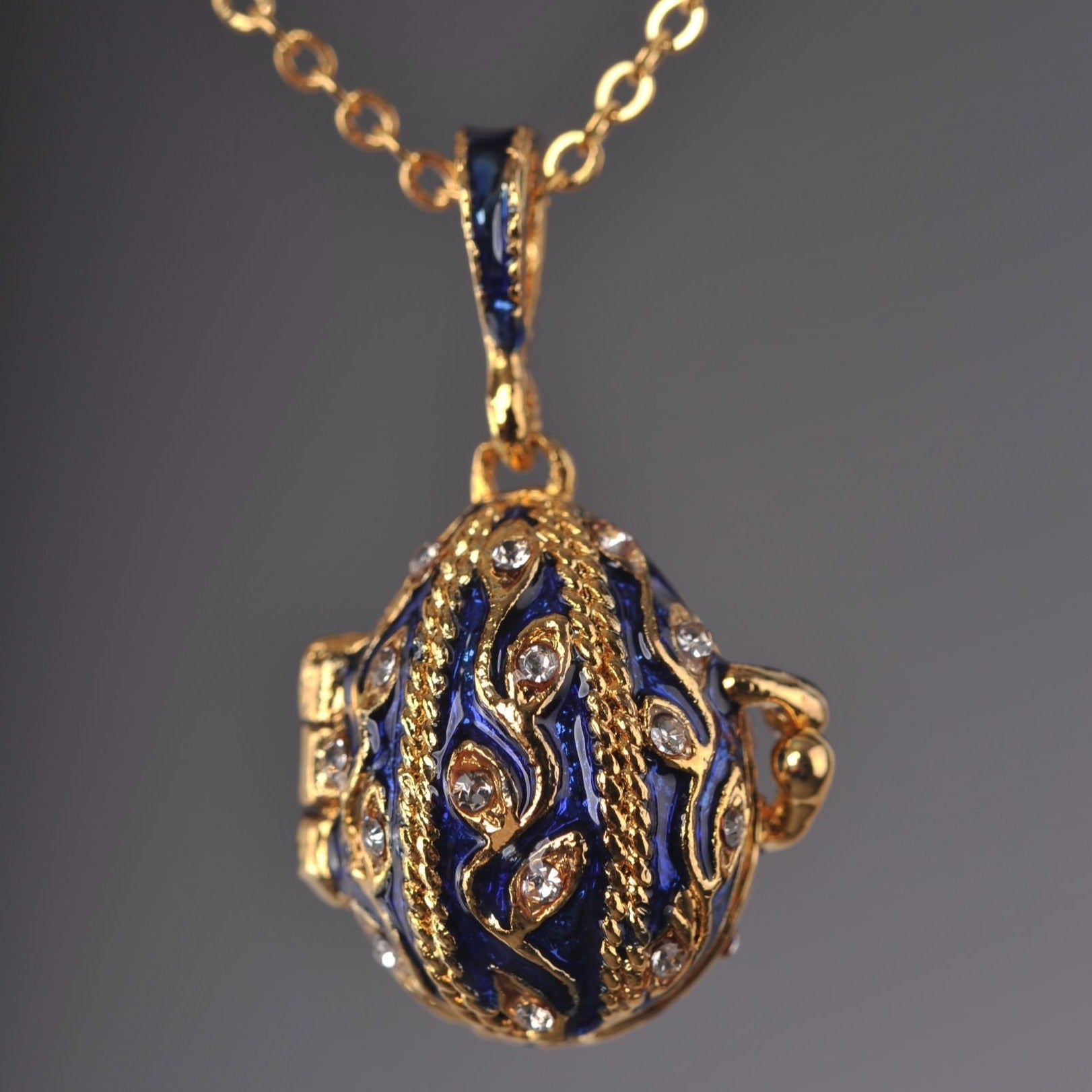 Keren Kopal Blue Faberge Easter Egg Necklace