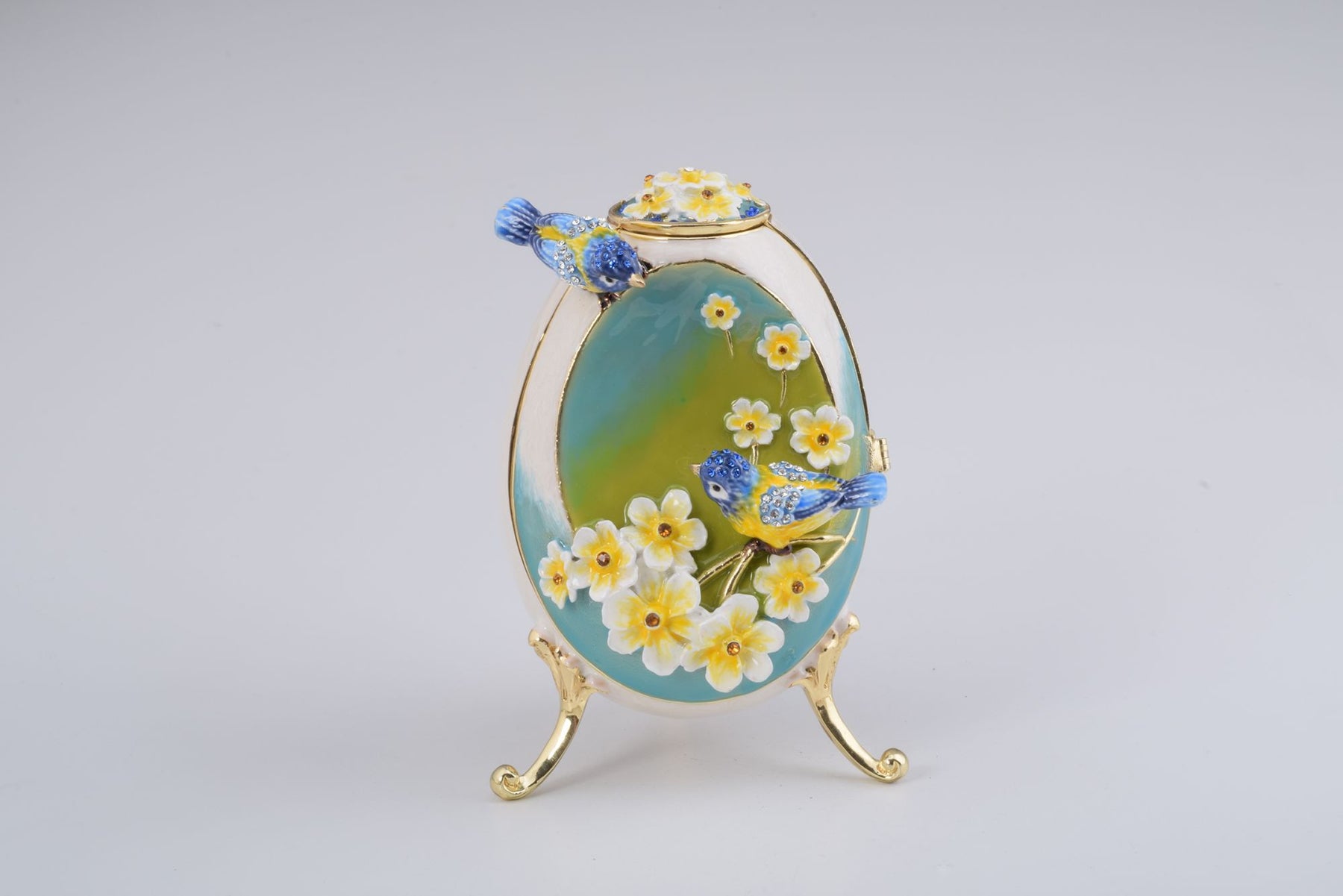 Keren Kopal Birds and Flowers White Faberge Egg