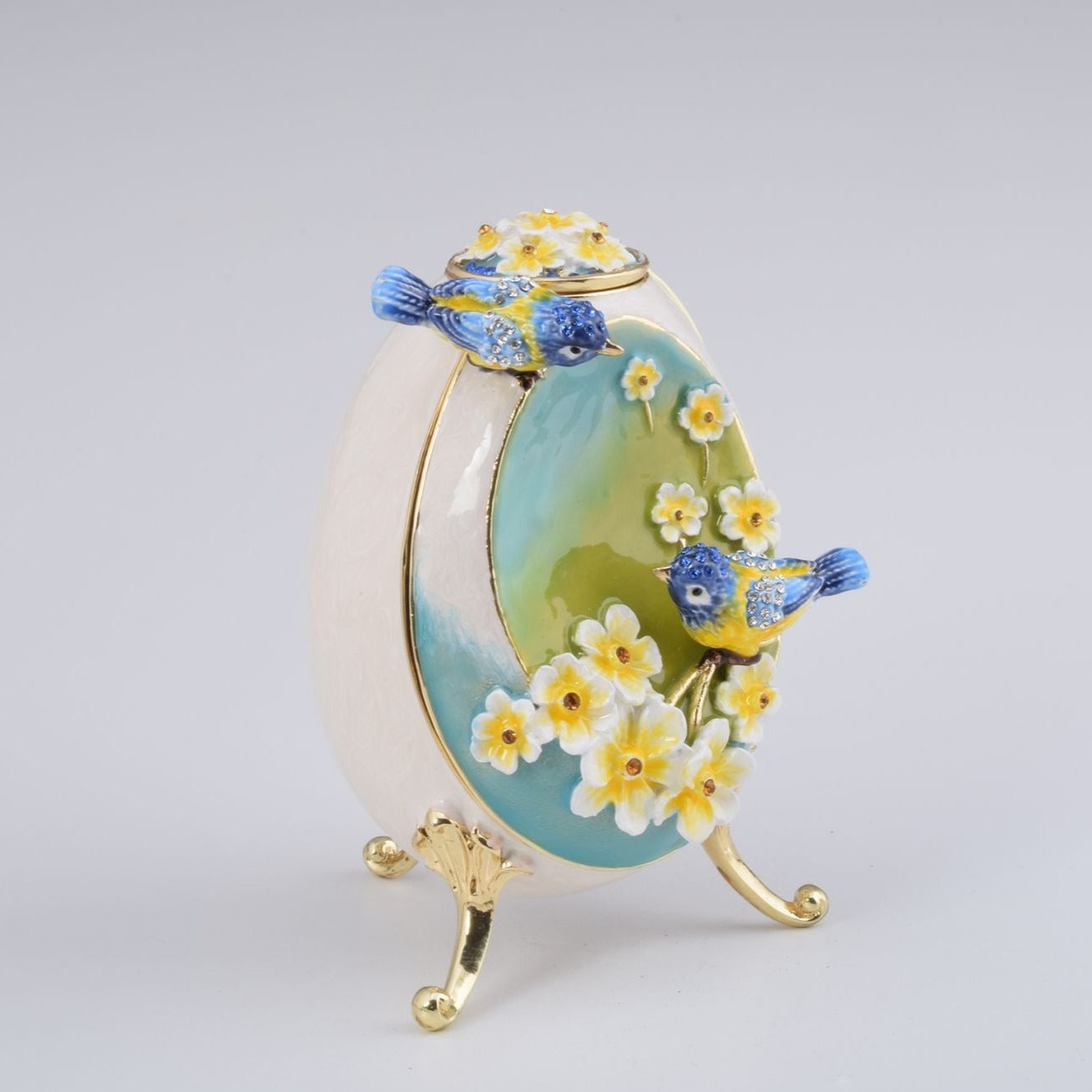 Keren Kopal Birds and Flowers White Faberge Egg