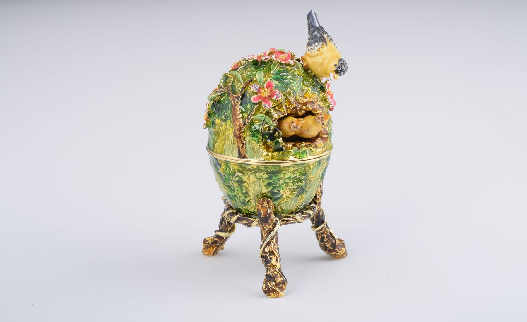 Keren Kopal Bird Nest Faberge Style Egg with a Perl on Top